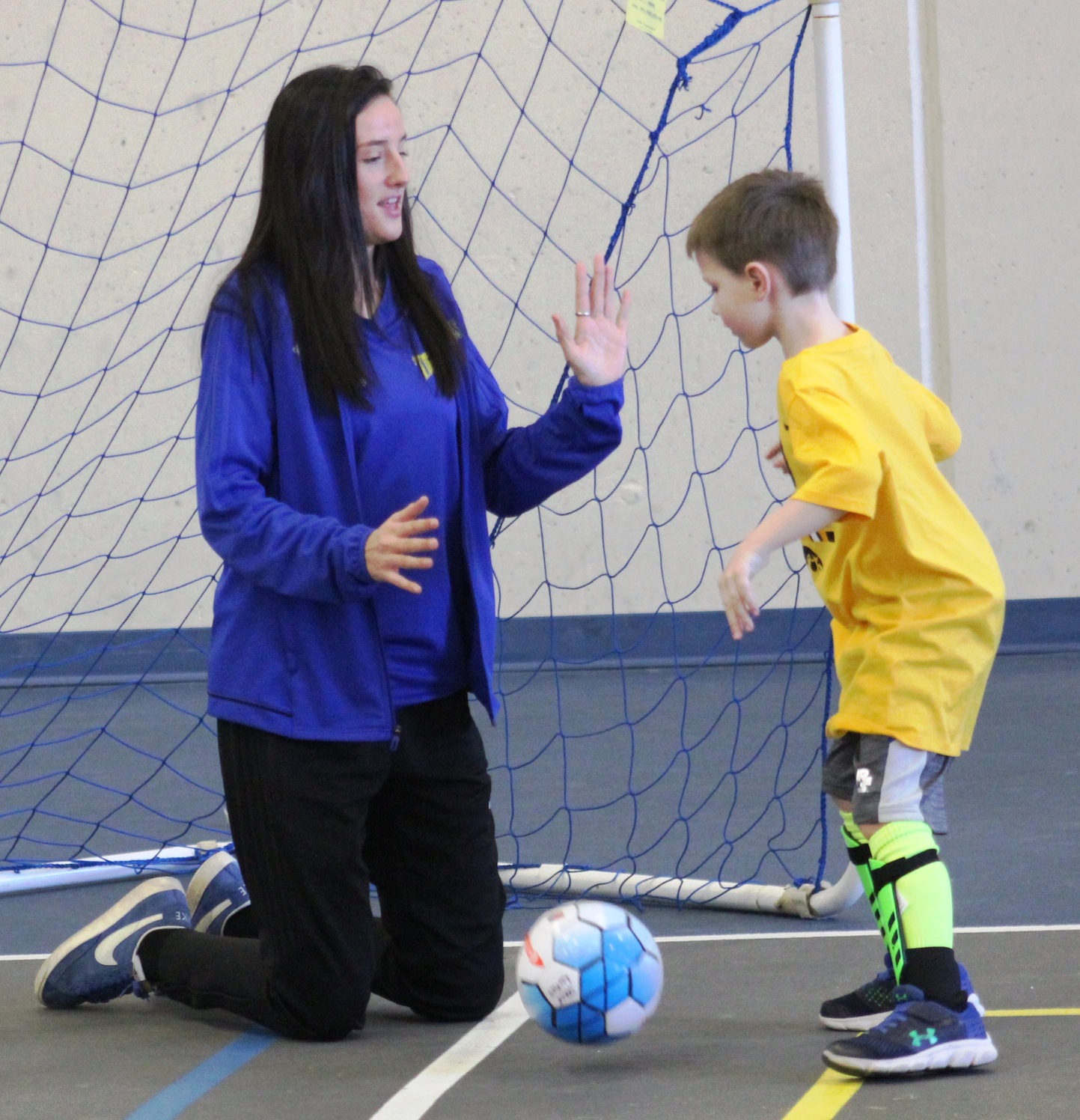 NIACC women's soccer coach Daisy Simms at youth soccer camp Tuesday morning in the NIACC recreation center.