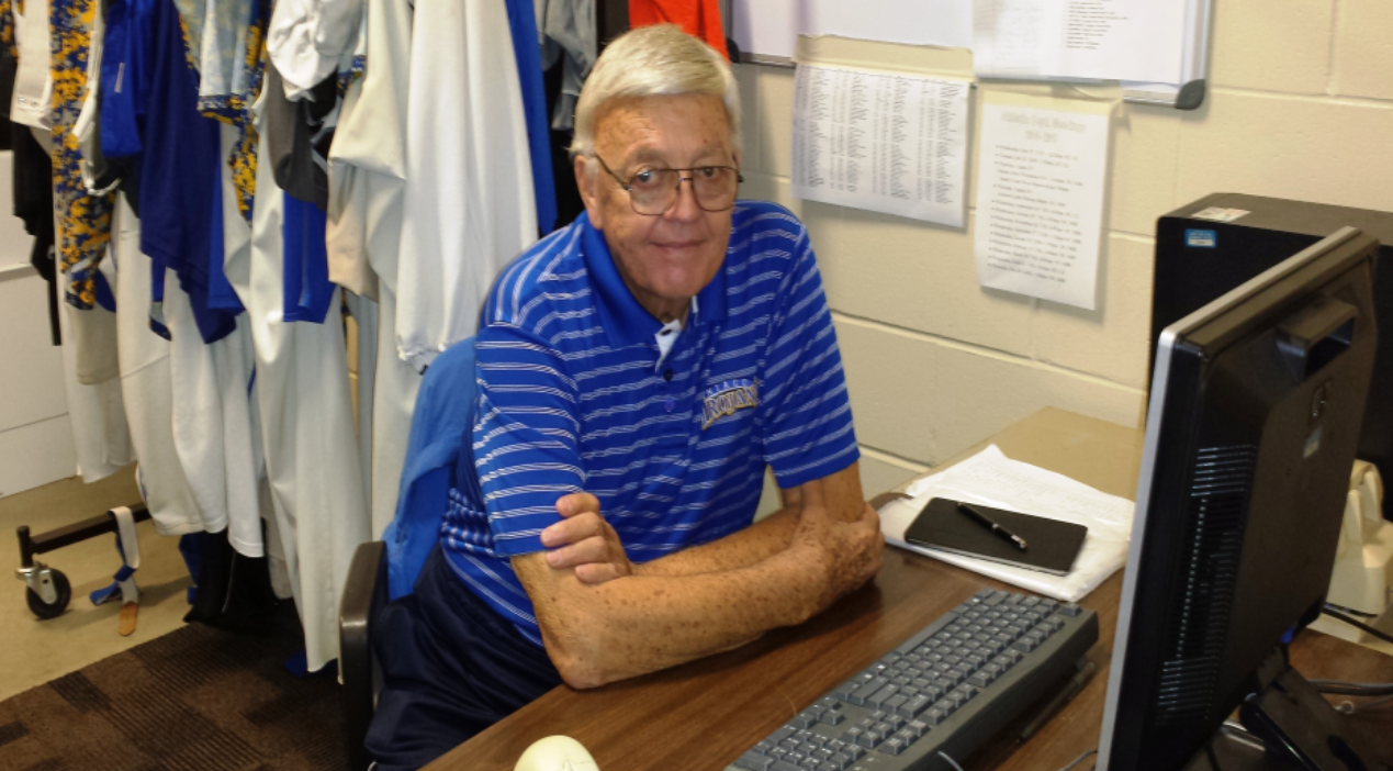 Vance Baird at his desk in 2014. He was inducted into the NIACC athletics hall of fame in 2014.