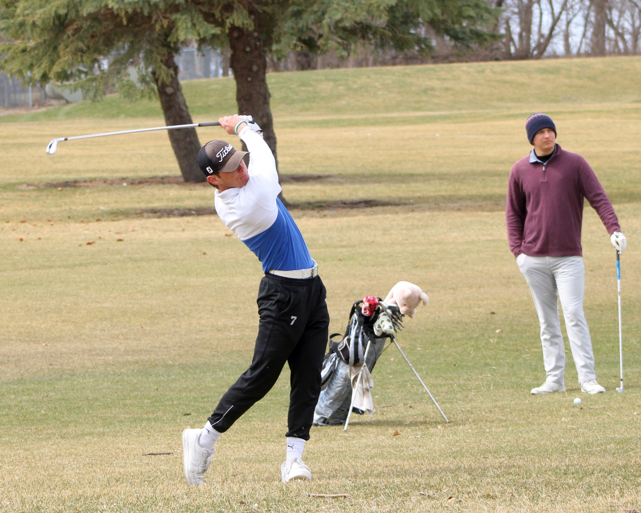 NIACC's Kai Nelles hit a shot Tuesday at the NIACC Spring Invitational at the Mason City Country Club.