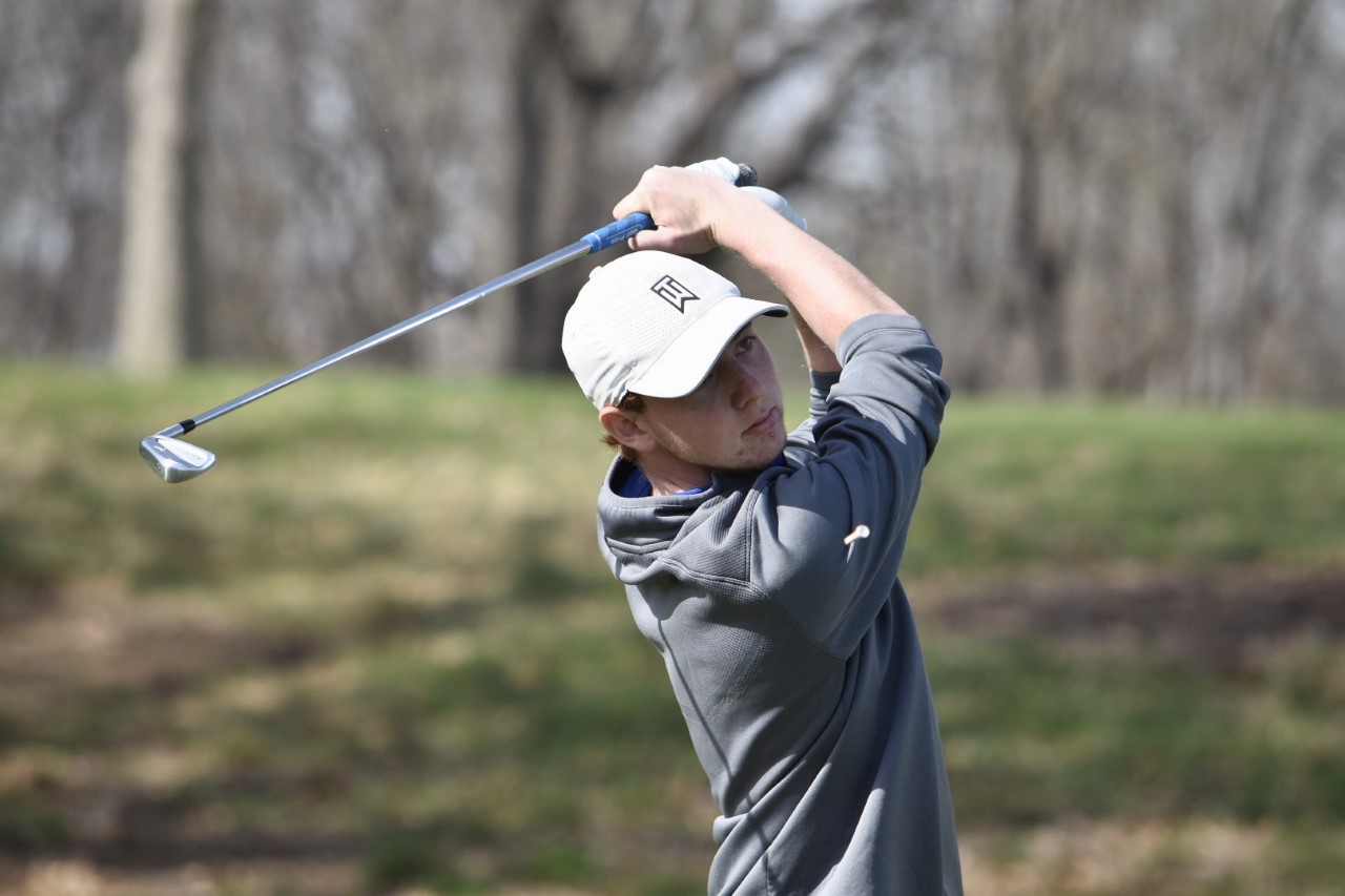 NIACC's Bryce Malchow follows through on a shot Tuesday at the Finkbine Golf Course.