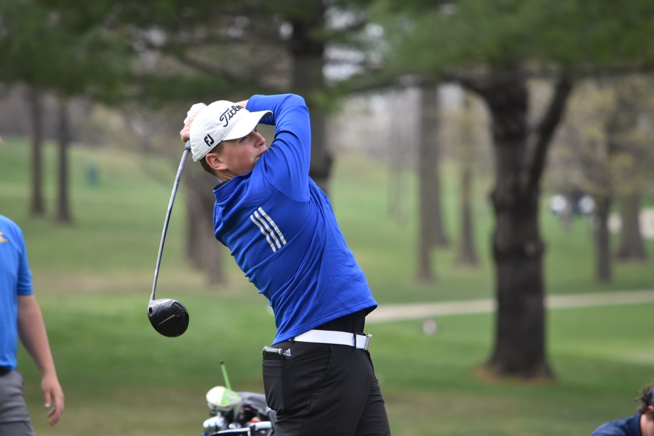 NIACC's Jackson Koebernick tees off at The Verhille Invitational on Wednesday at Finkbine Golf Course.
