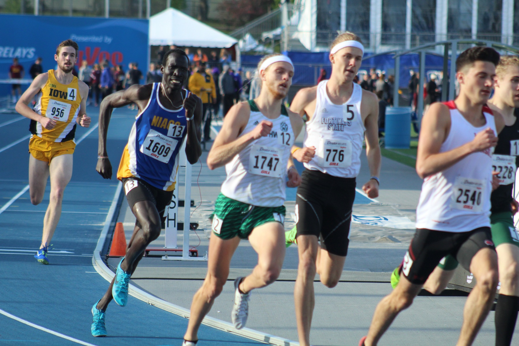 Wal Khat runs to a fourth place finish Thursday night in the 800 at the Drake Relays.