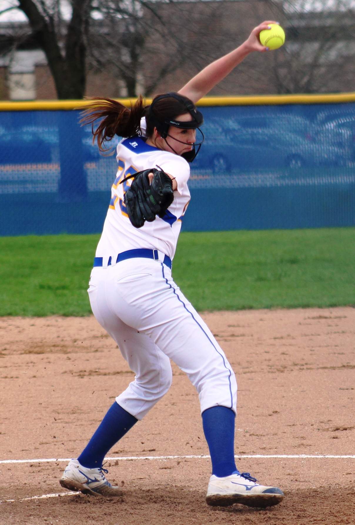 Hannah Dove throws a pitch against Ellsworth in first game of doubleheader on Thursday.