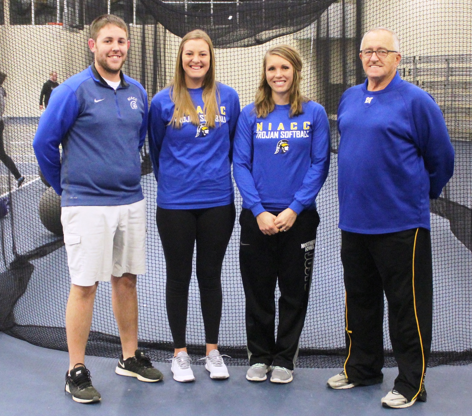NIACC softball coaches from left: head coach Dan Gratz and assistant coaches Halie Greenwood, Jamie Kruger and Bob Horner.
