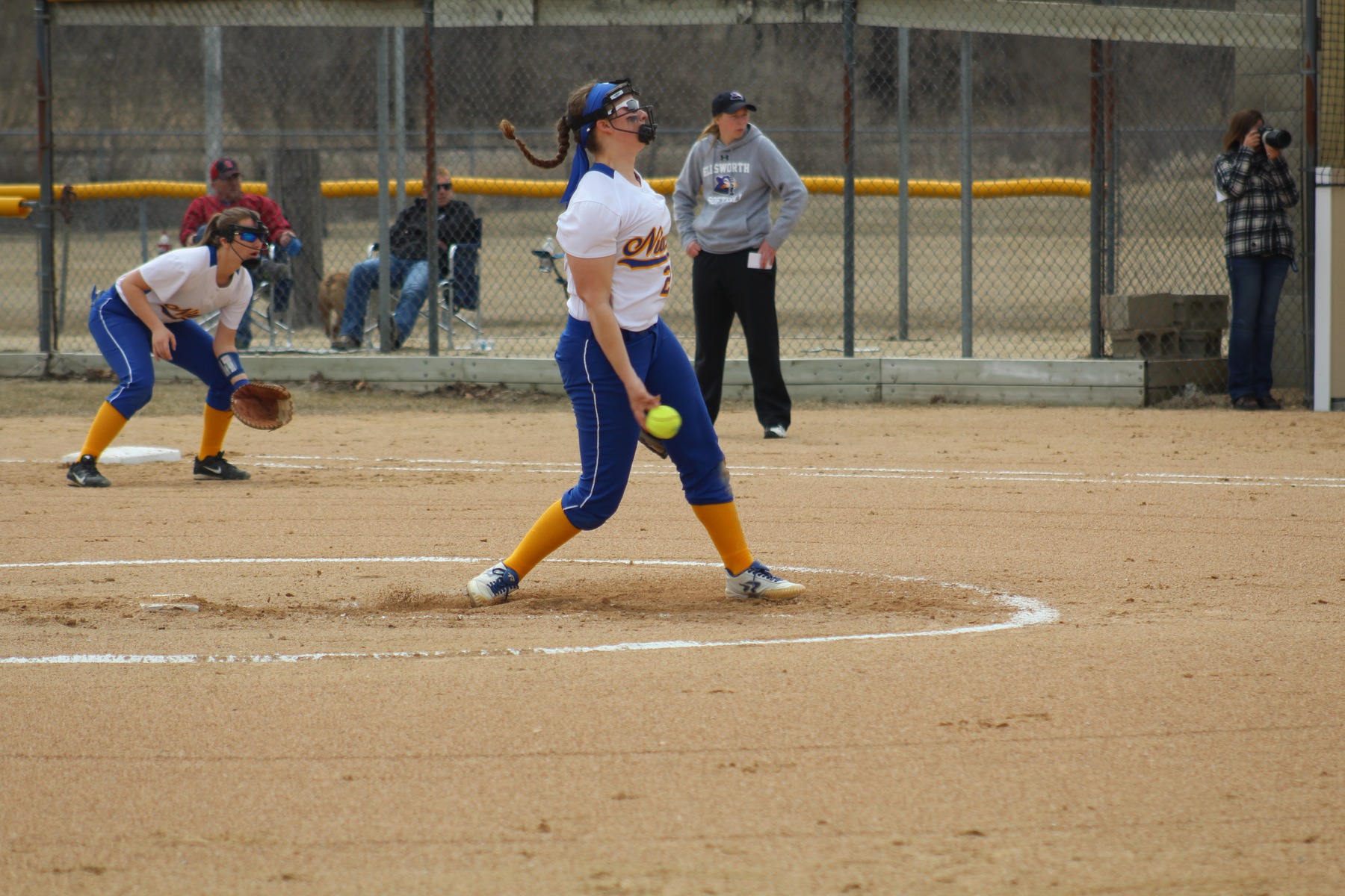 Alyssa Laxson delivers a pitch in first game of Thursday's twinbill.