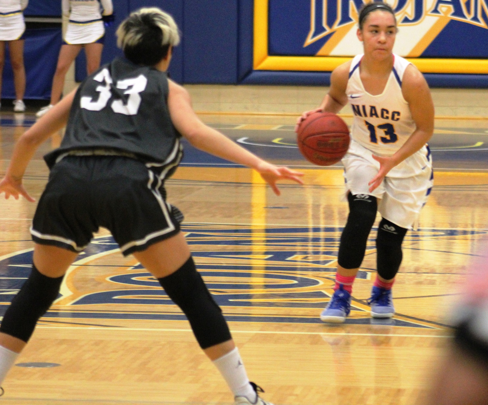 NIACC's Adria Stewart brings the ball up the court during a nonconference game against Marshalltown CC earlier this season.