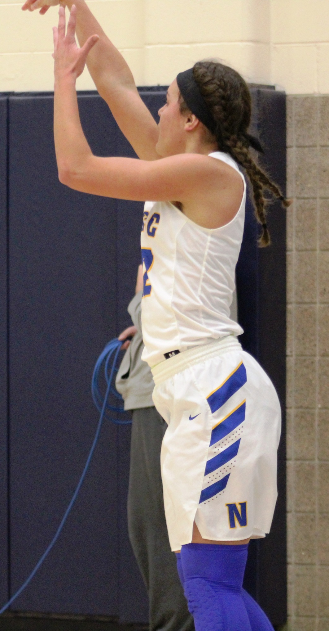 NIACC's Selena Shady shoots a 3-point goal from the corner in a Dec. 2 game in Fort Dodge against Central CC.