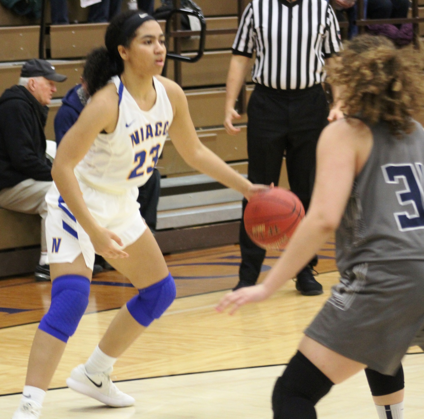 NIACC's Tahya Campbell looks to drive during Saturday's game against Iowa Central.