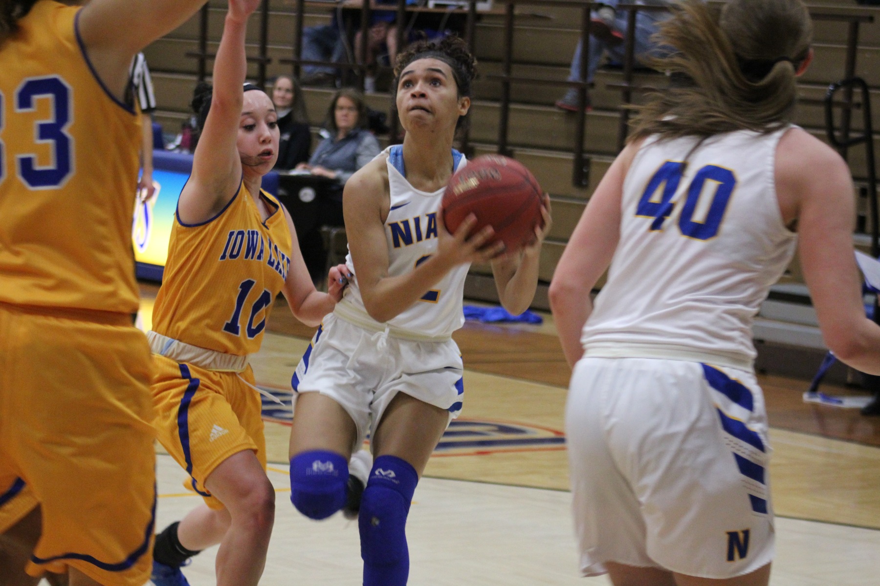 NIACC's Mikayla Homola drives to the basket for a layup in the first half of Wednesday's game against Iowa Lakes.