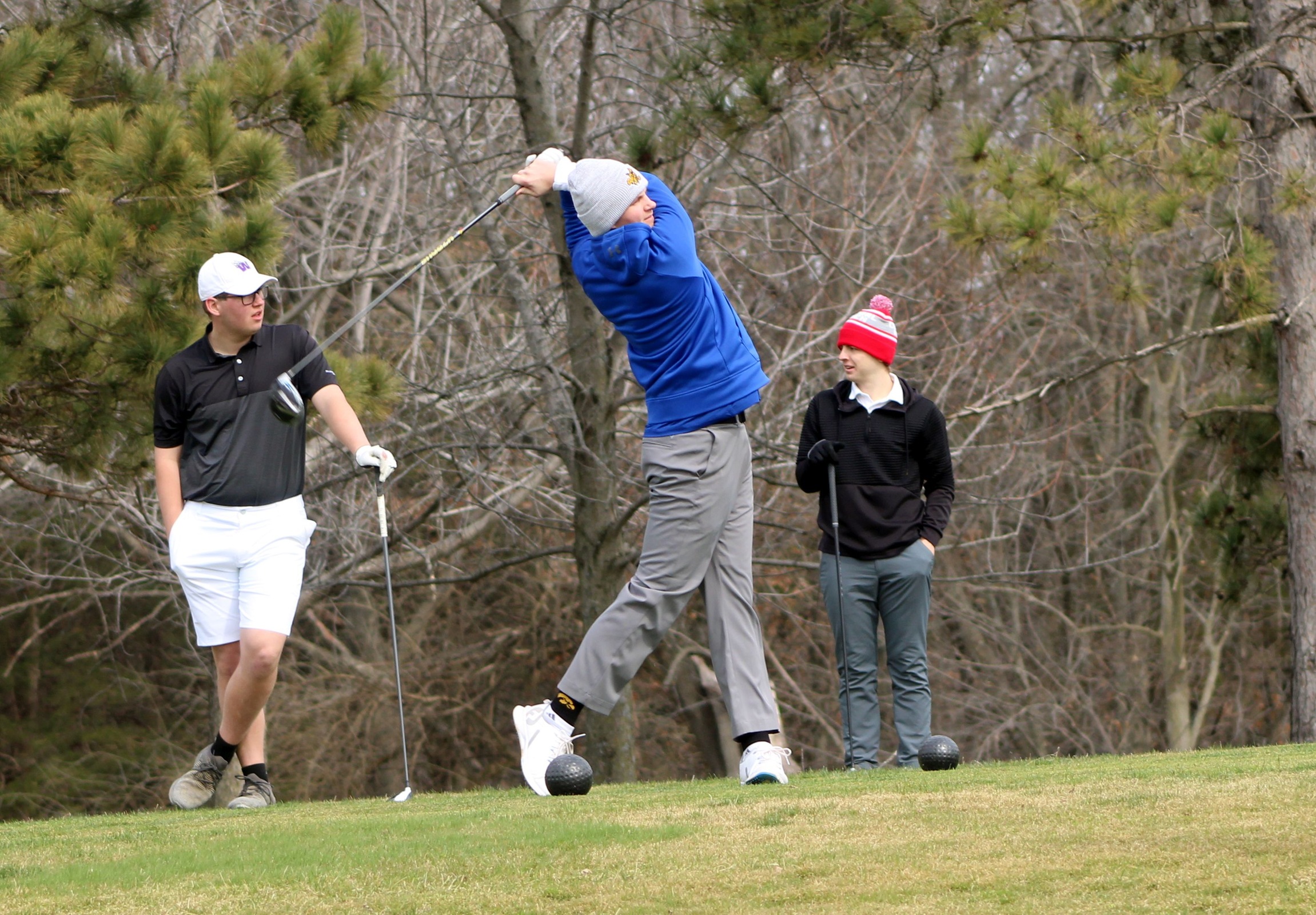 NIACC's Bradley Vaith tees off at the Iowa Wesleyan Tiger Classic on Tuesday in Fort Madison.