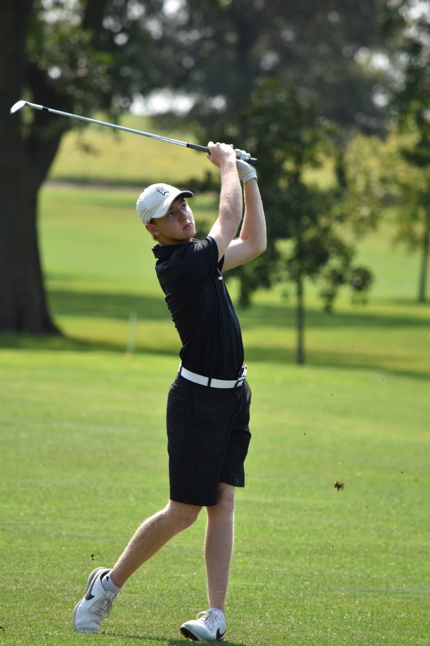 NIACC's Bryce Malchow hits a shot on Thursday at the NIACC Fall Golf Invitational at the Mason City Country Club.