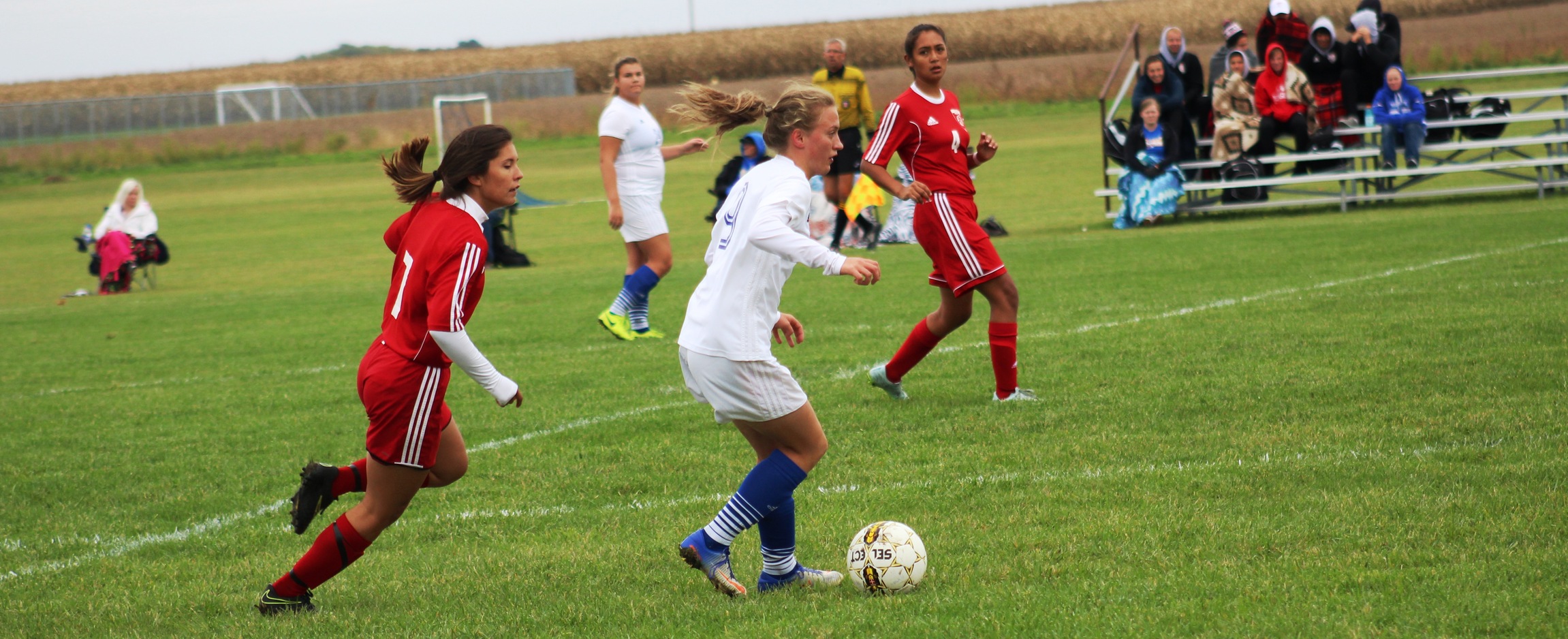 NIACC's Lena Oliver moves the ball up field during Wednesday's ICCAC match against Scott CC.