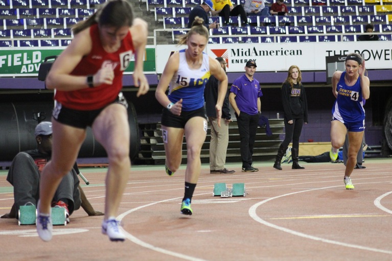 NIACC's Cailey Weaver runs to a sixth-place finish in the 400 at the Jack Jennett Open on Friday at the UNI-Dome in Cedar Falls.