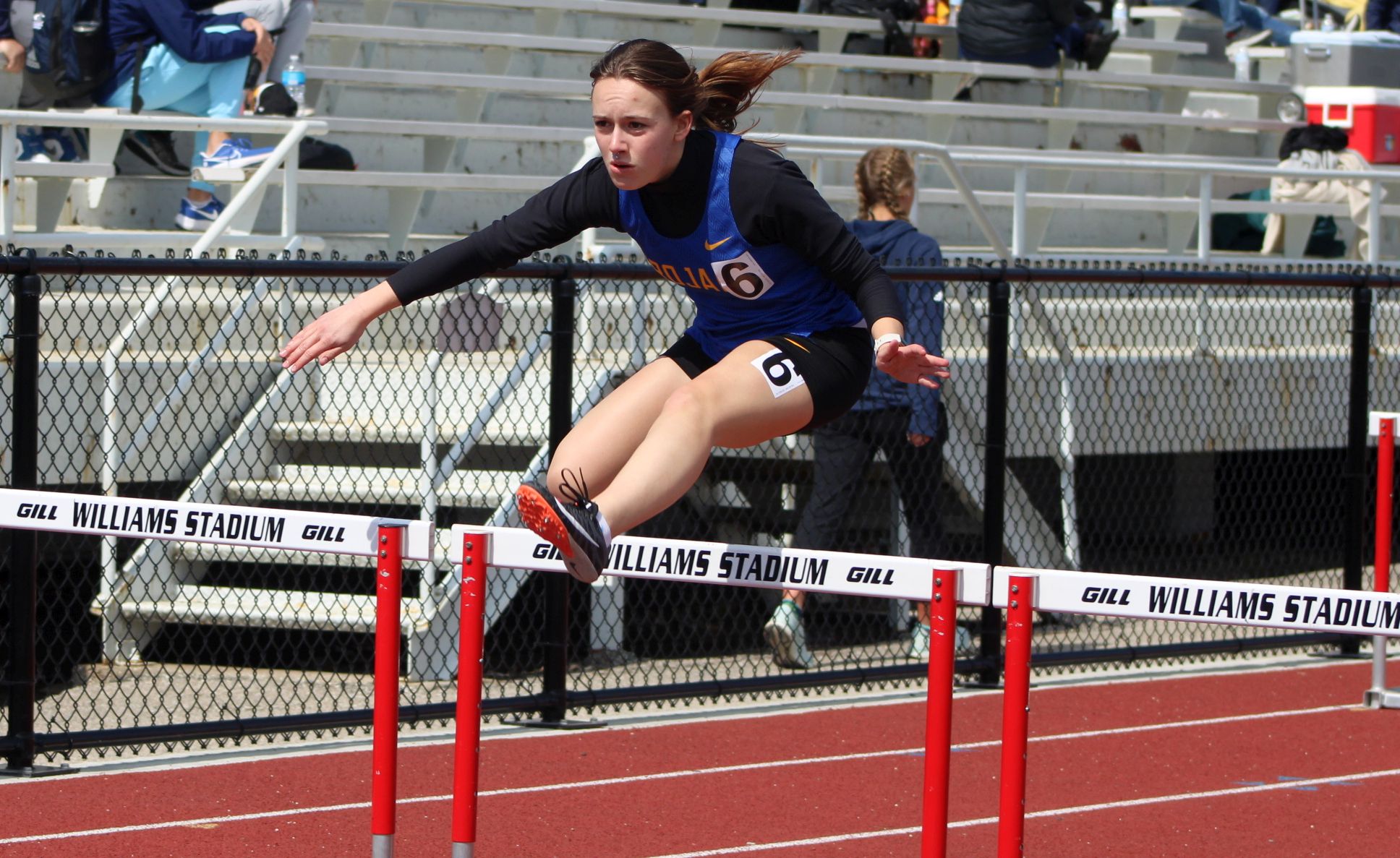 NIACC's Tara Backhaus runs to first-place finish in the 100-meter hurdles Saturday at the Grand View Viking Relays in Des Moines.