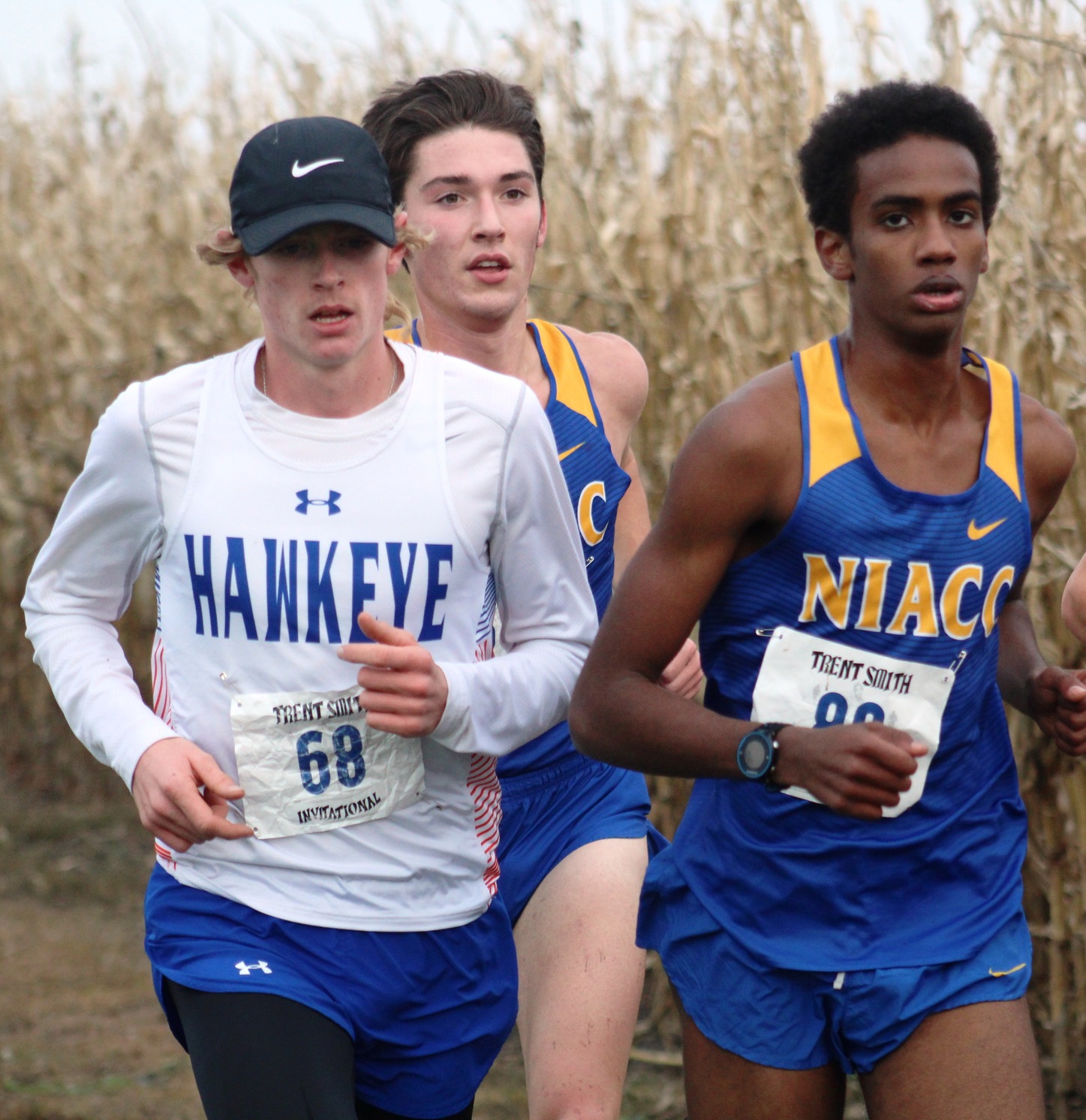 NIACC's Adbiaziz Wako (front) and Gavin Connell run at Friday's Trent Smith Invitational.