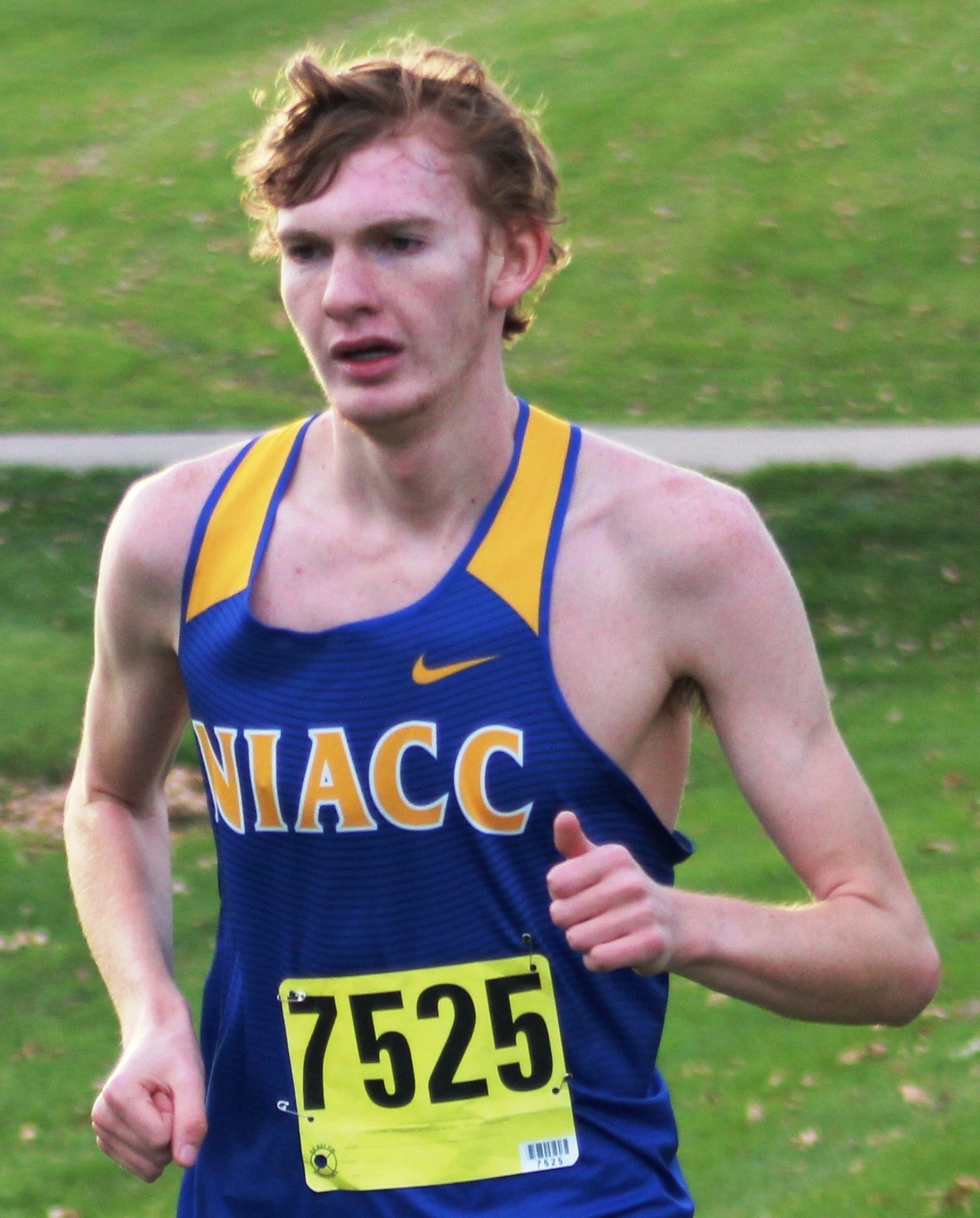 NIACC freshman Sam Pedelty races at the regional meet in October in Bettendorf.