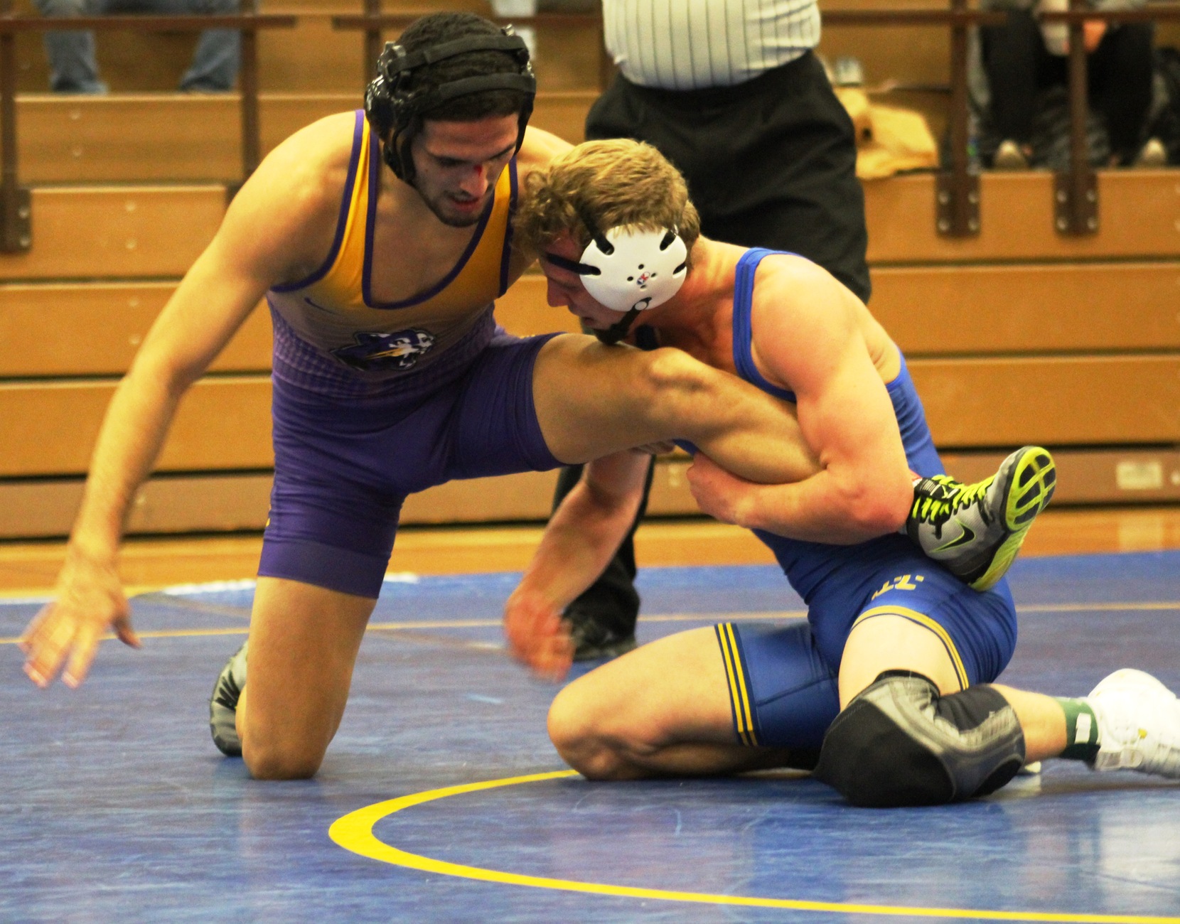 NIACC's Brock Luthens controls the leg during a dual meet against Ellsworth earlier this season.