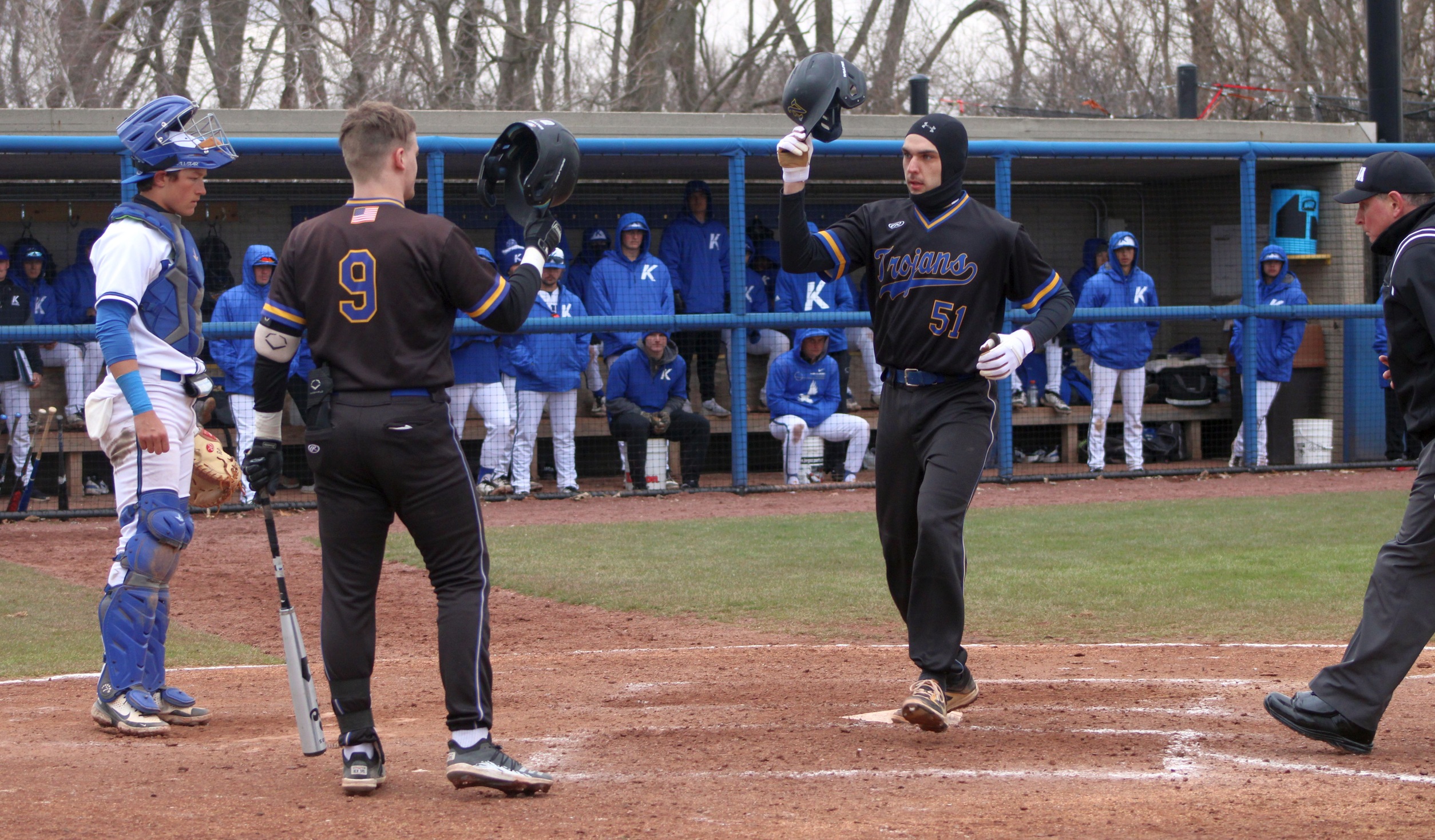 NIACC's Cody Kelly crosses home plate after hitting a solo home run in the ninth inning of Wednesday's 21-17 win at Kirkwood.