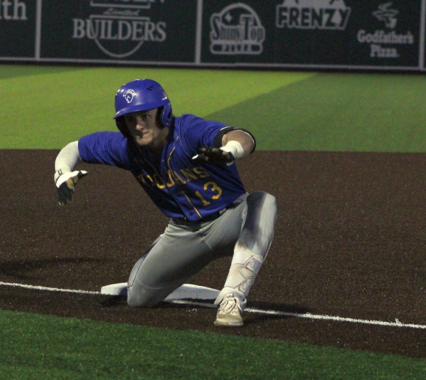 NIACC's Darcy Barry celebrates his 10th inning triple Thursday night against Northeast CC.