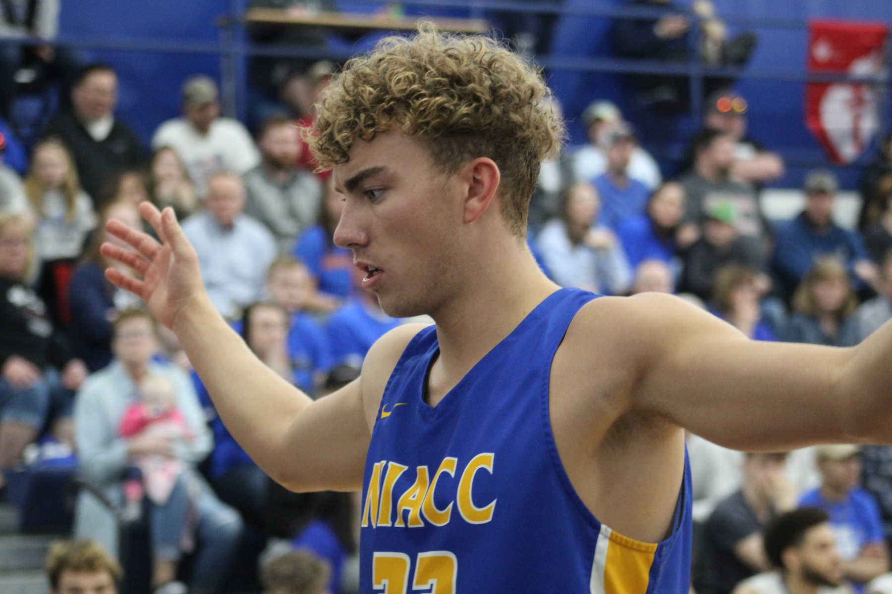 NIACC's Chandler Dean defends during a game during the 2019-20 season.
