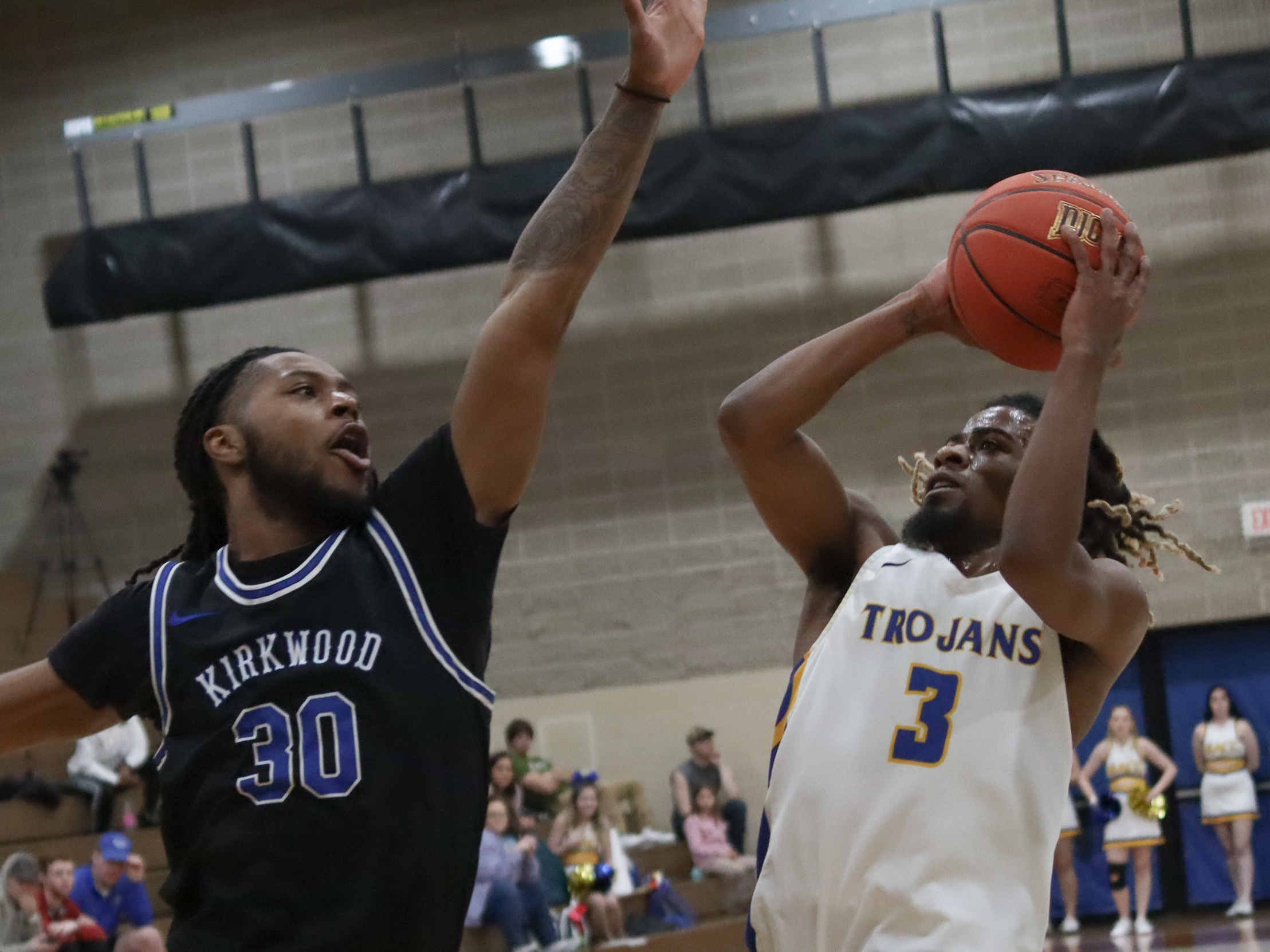 NIACC's Cortaviaus Seales takes a shot in Sunday's regional tournament semifinal contest against Kirkwood in the NIACC gym.