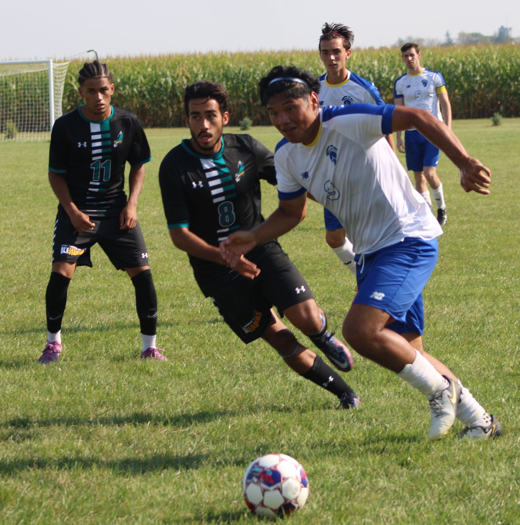 NIACC's Angel Cruz controls the ball in the second half of Thursday's match against Lake Superior College.