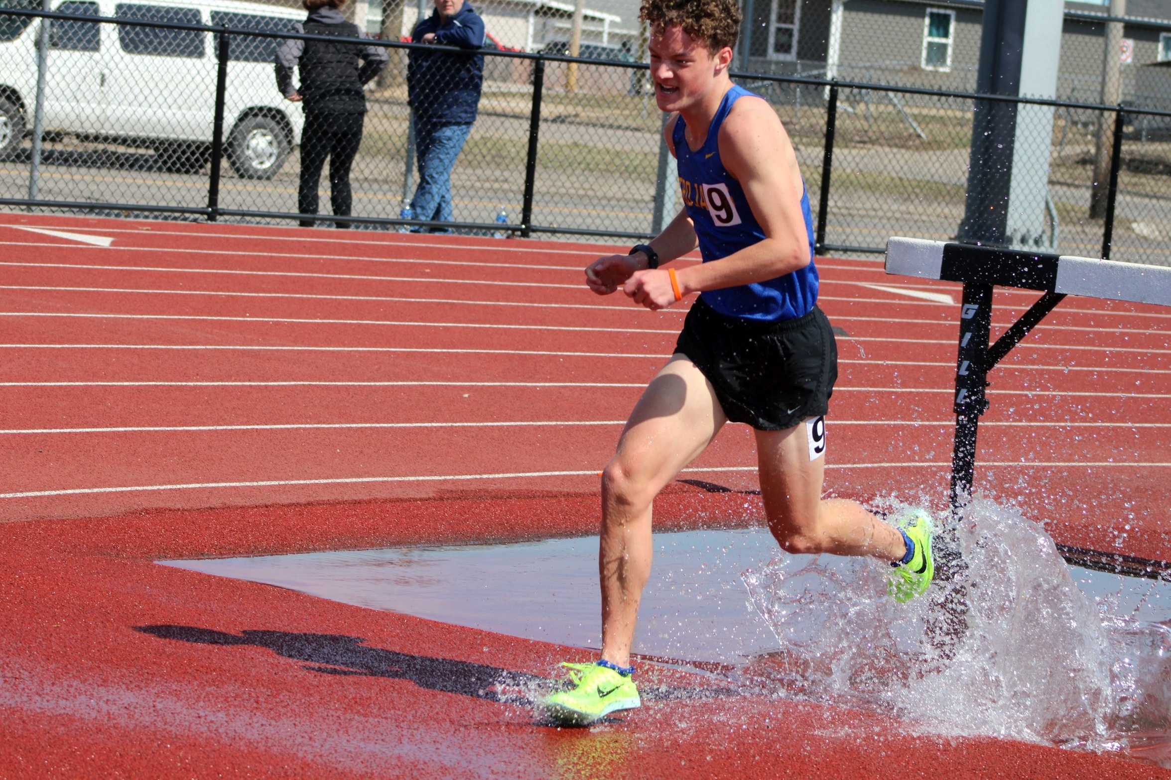 NIACC freshman Bryson Canton runs to a second-place finish in the 3,000-meter steeplechase Saturday at the Grand View Viking Relays.