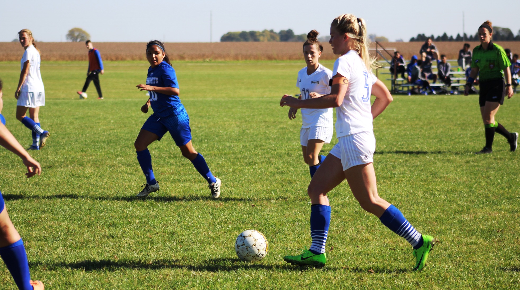 NIACC's Kirrilly Hughes moves the ball up the field in home match last season against DCTC.