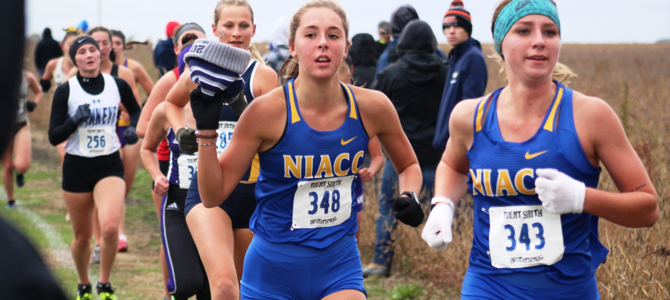 NIACC's Whitney Martin (left) and Cecelia Hemsworth run at at the Trent Smith Invitational last Friday.