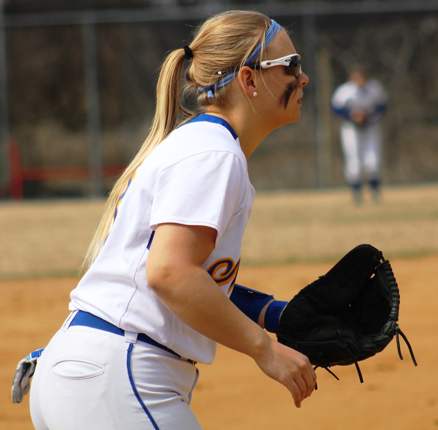 Third baseman Shelby Low gets ready for the pitch during a game against Iowa Central in Oskaloosa earlier this season.