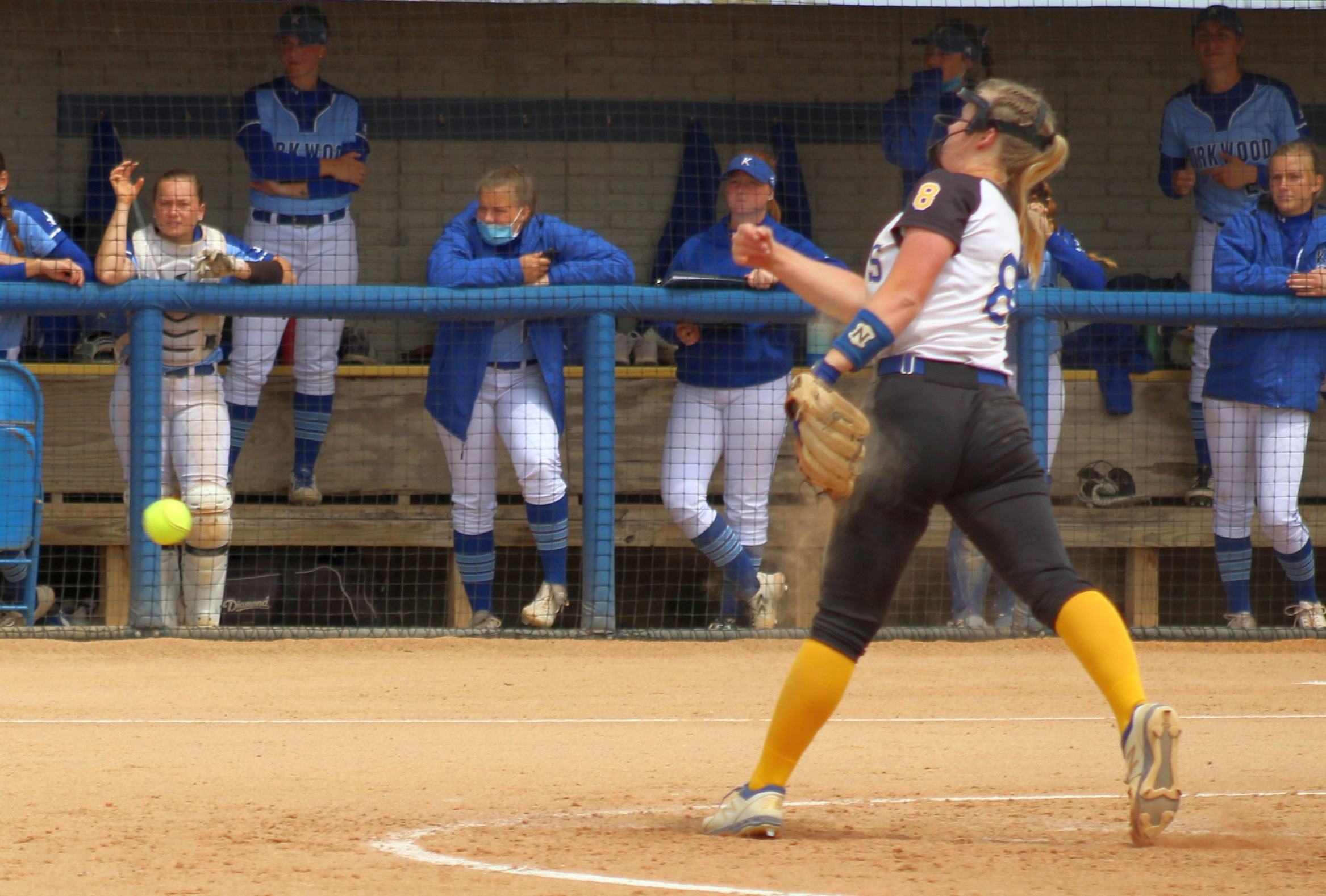 NIACC's Laken Lienhard throws a pitch in regional tournament game against Kirkwood.