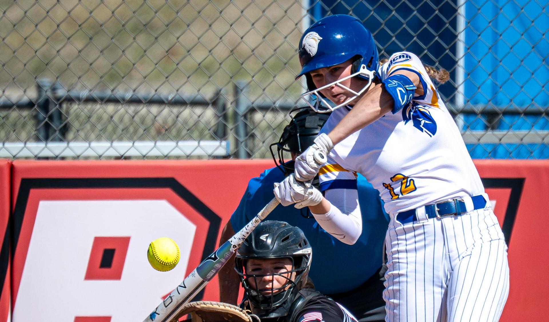 NIACC's Ella Trenkamp hits a home run in the first game of Wednesday's twinbill against Labette CC. Photo by Sean Frye (Parsons Sun & Chanute Tribune)