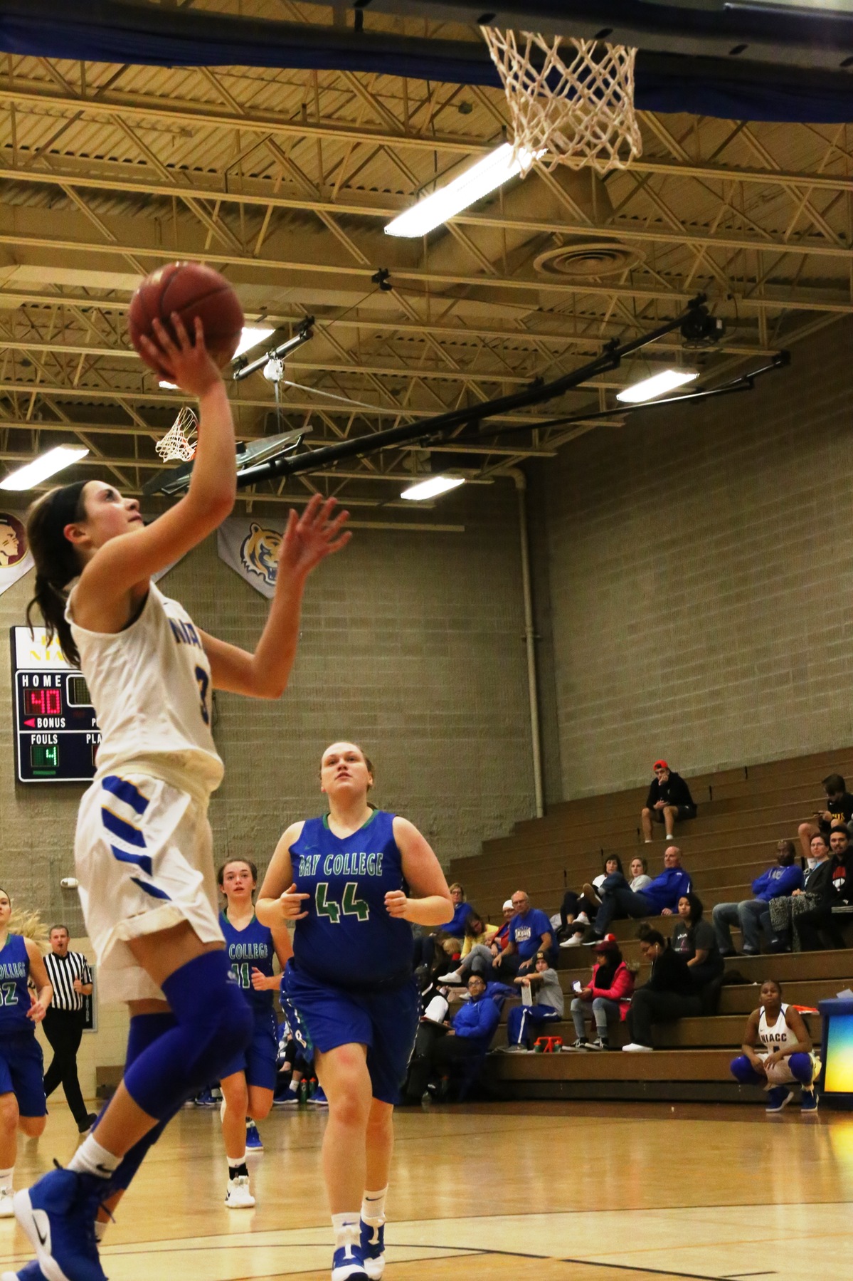Mandy Willems scores on a layup against Bay College in Saturday's game at the Konigsmark Klassic.