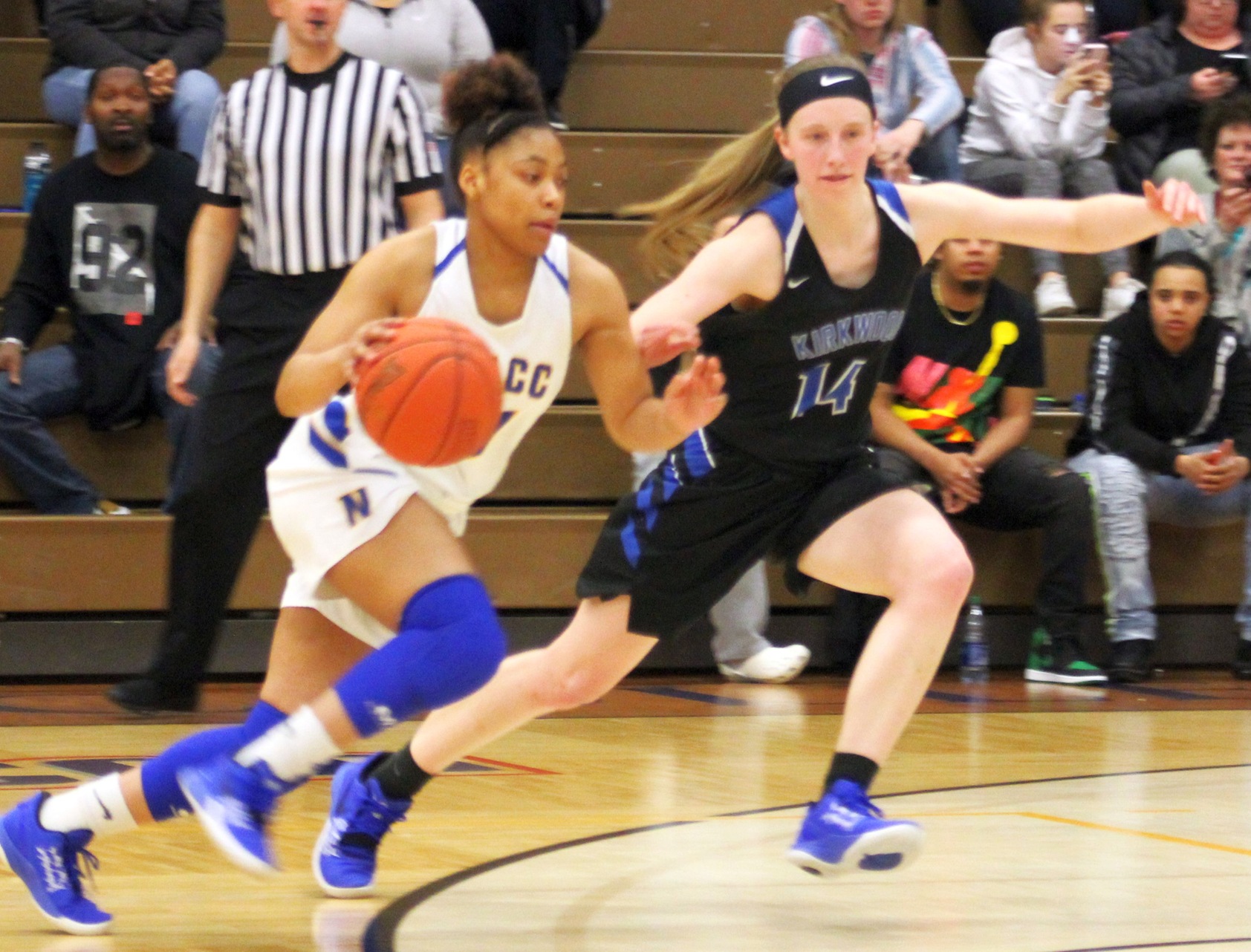 NIACC's Andrea Gray drives to the basket during the regional title game against Kirkwood.