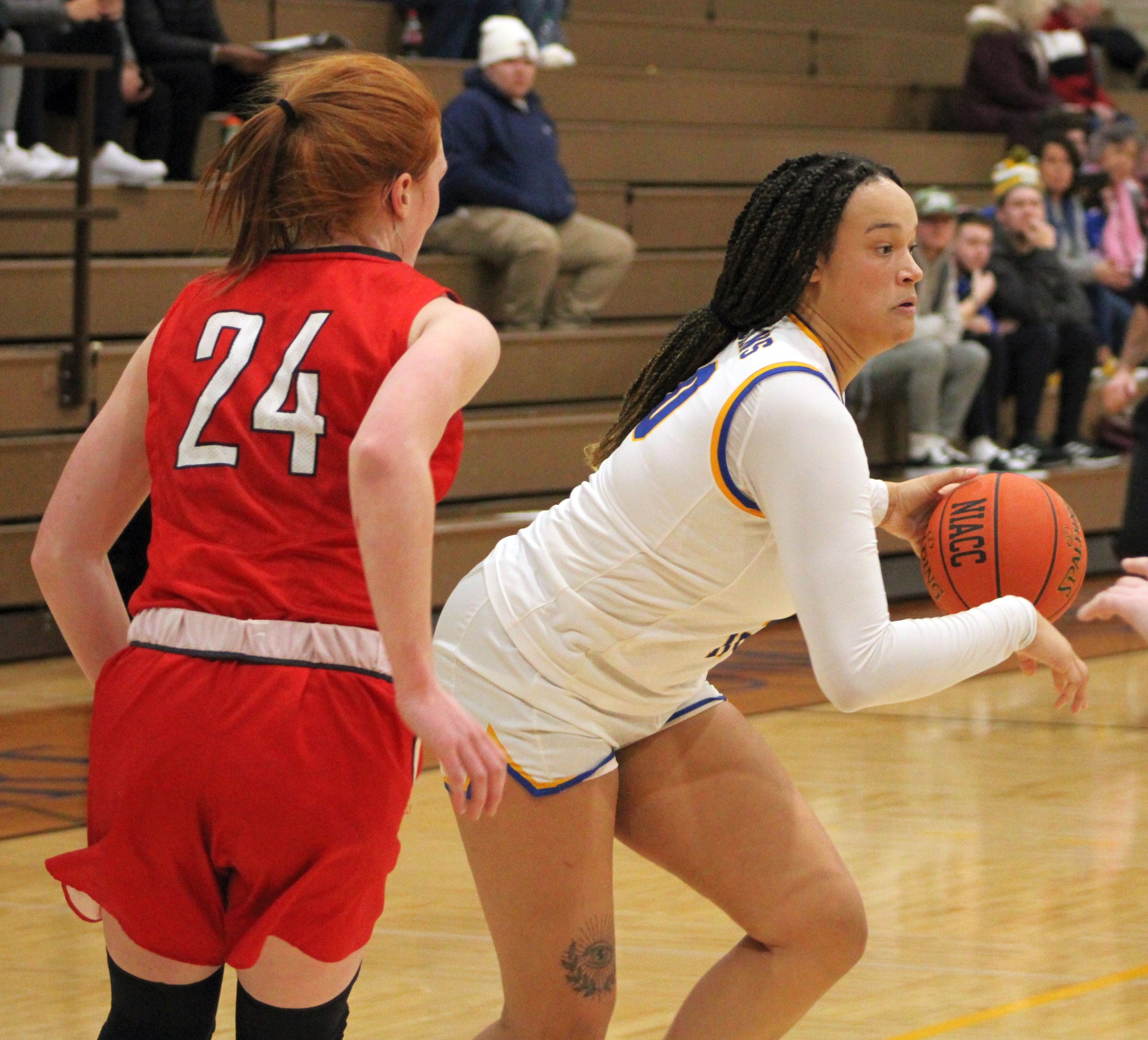 NIACC's Nora Francois looks to drive to the basket in first half of Saturday's game against Northeast CC.