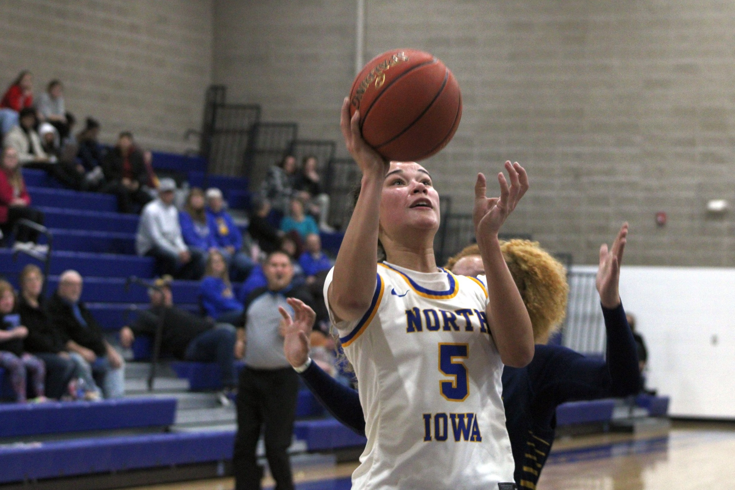 NIACC's Keiara Anderson drives to the basket in Wednesday's ICCAC contest against Marshalltown CC.