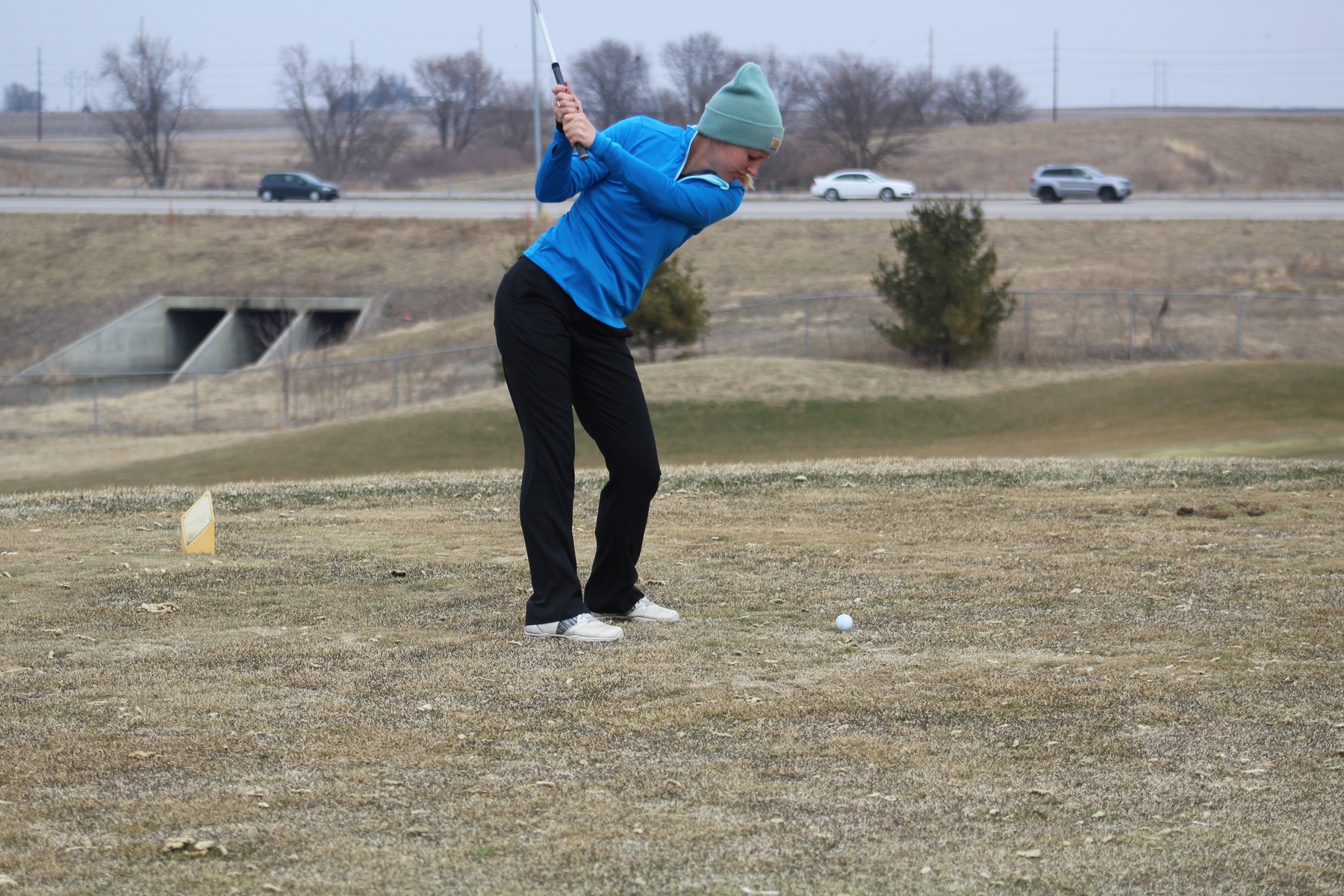 NIACC sophomore Courtney Tusler tees off on a par 3 Thursday at Otter Creek Golf Course in Ankeny.
