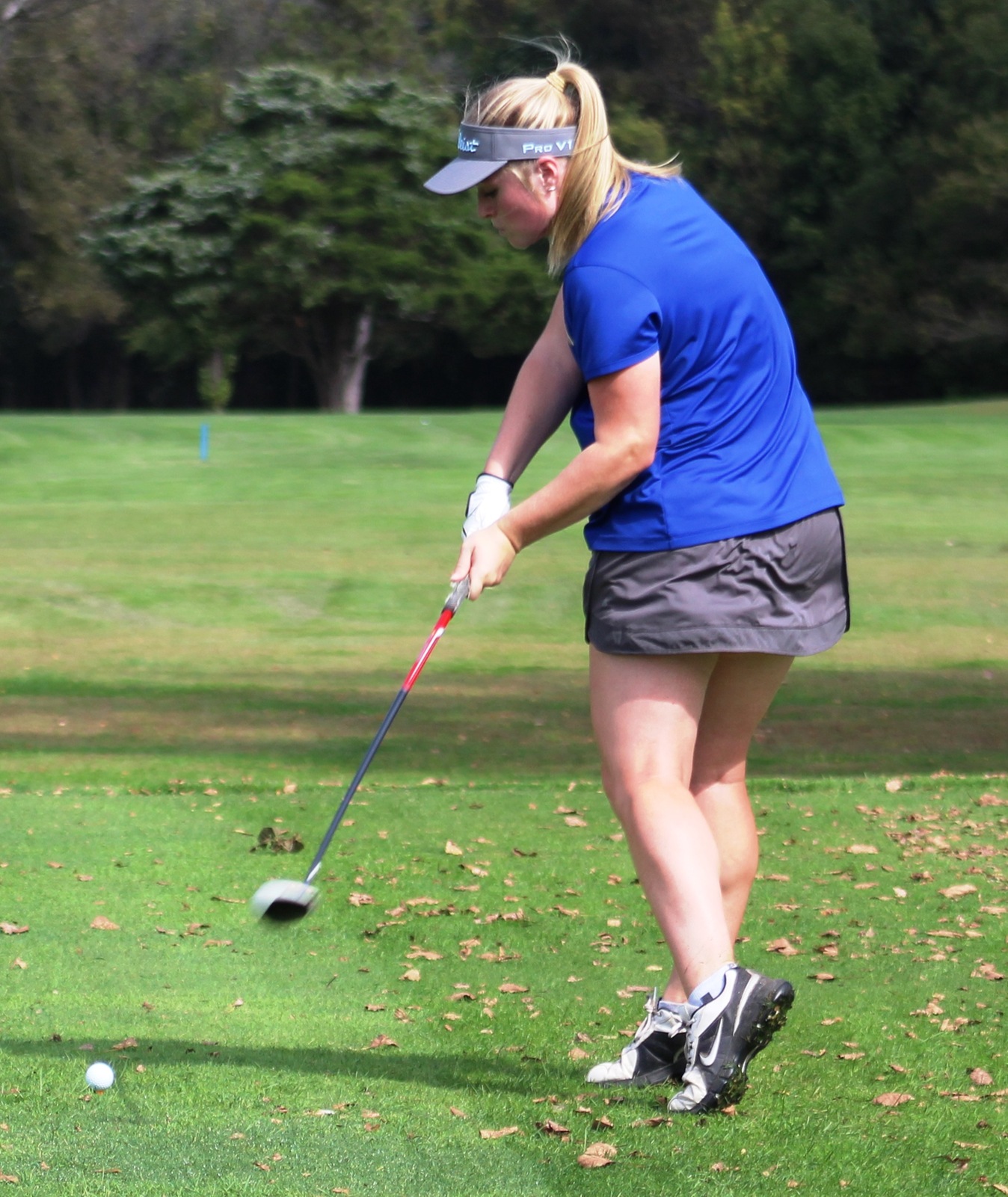 NIACC's Ashley Voves tees off at the Iowa Wesleyan Tiger Classic on Tuesday in Fort Madison.