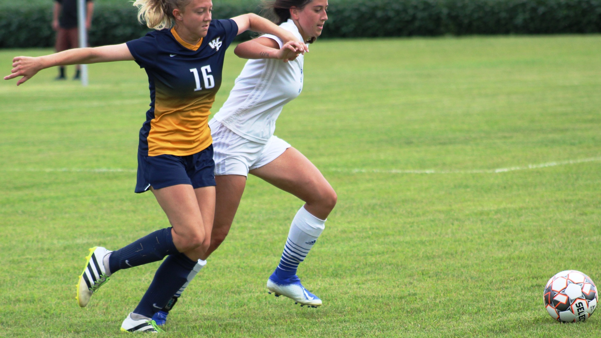 NIACC's Lily Walker battles for the ball during a preseason scrimmage.