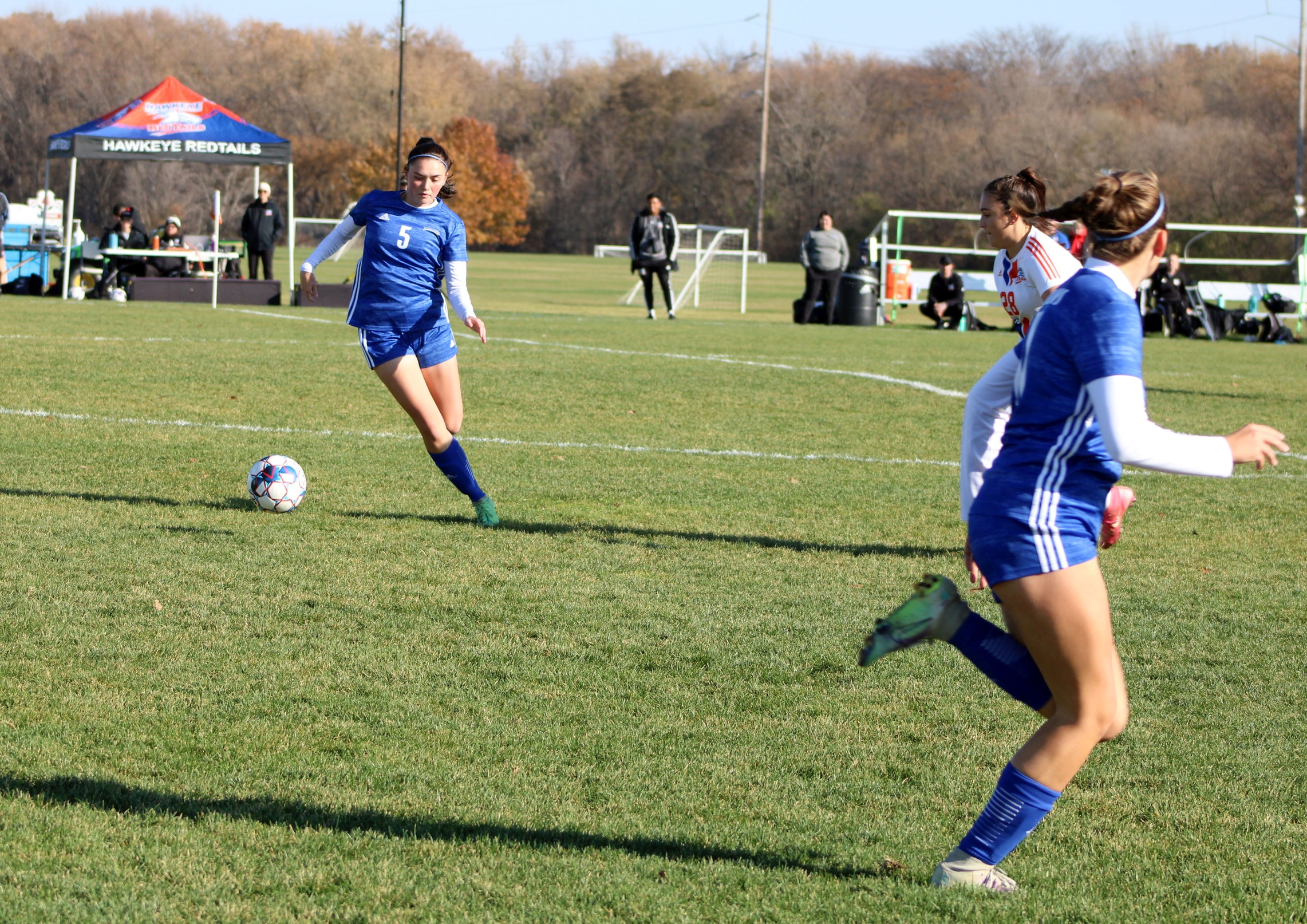NIACC's Brianna Marchand controls the ball during Wednesday's regional tournament semifinal match against Hawkeye CC.