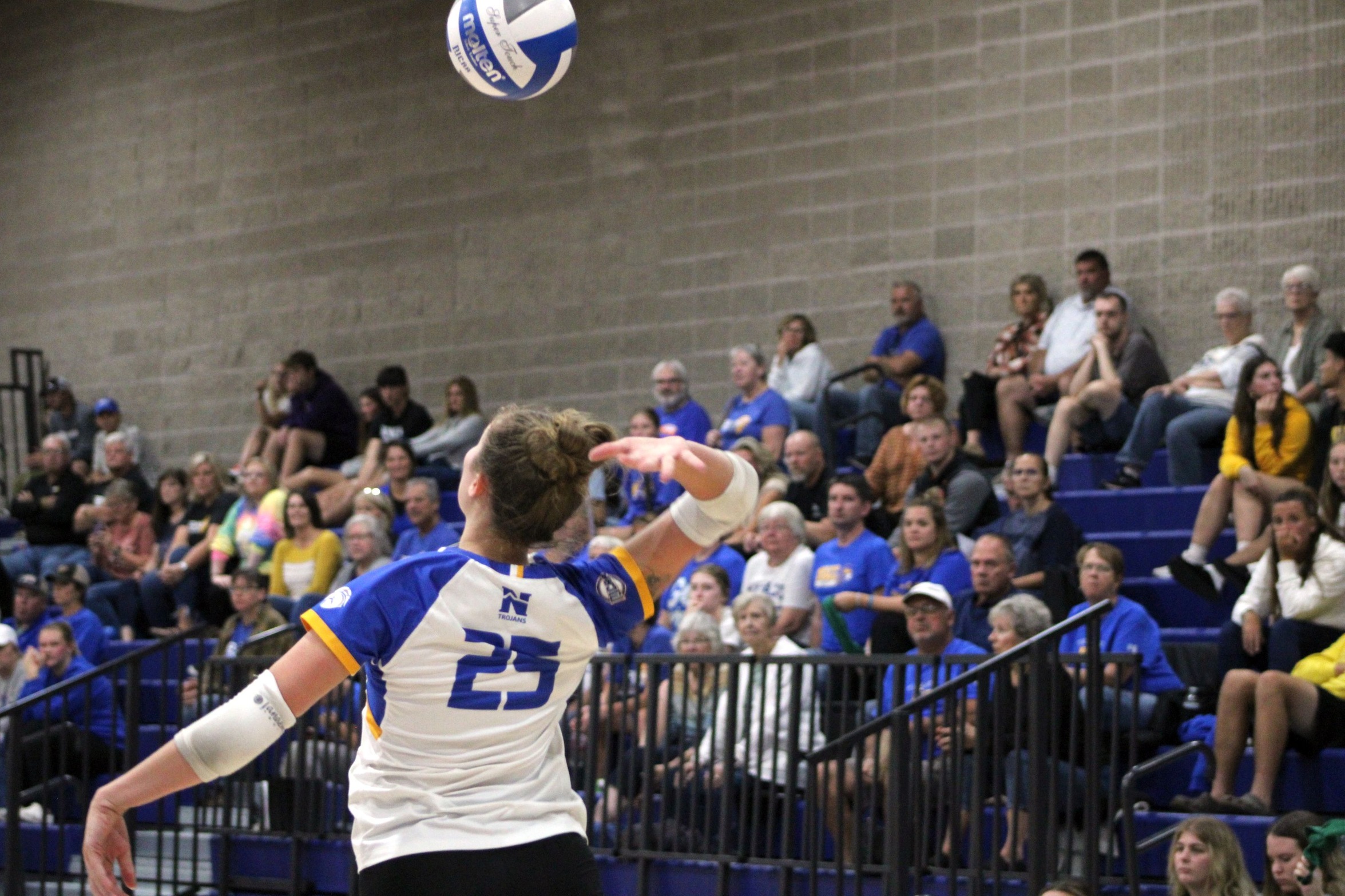 NIACC's Alyssa Wickersheim serves during Wednesday's home match against Southeastern CC.