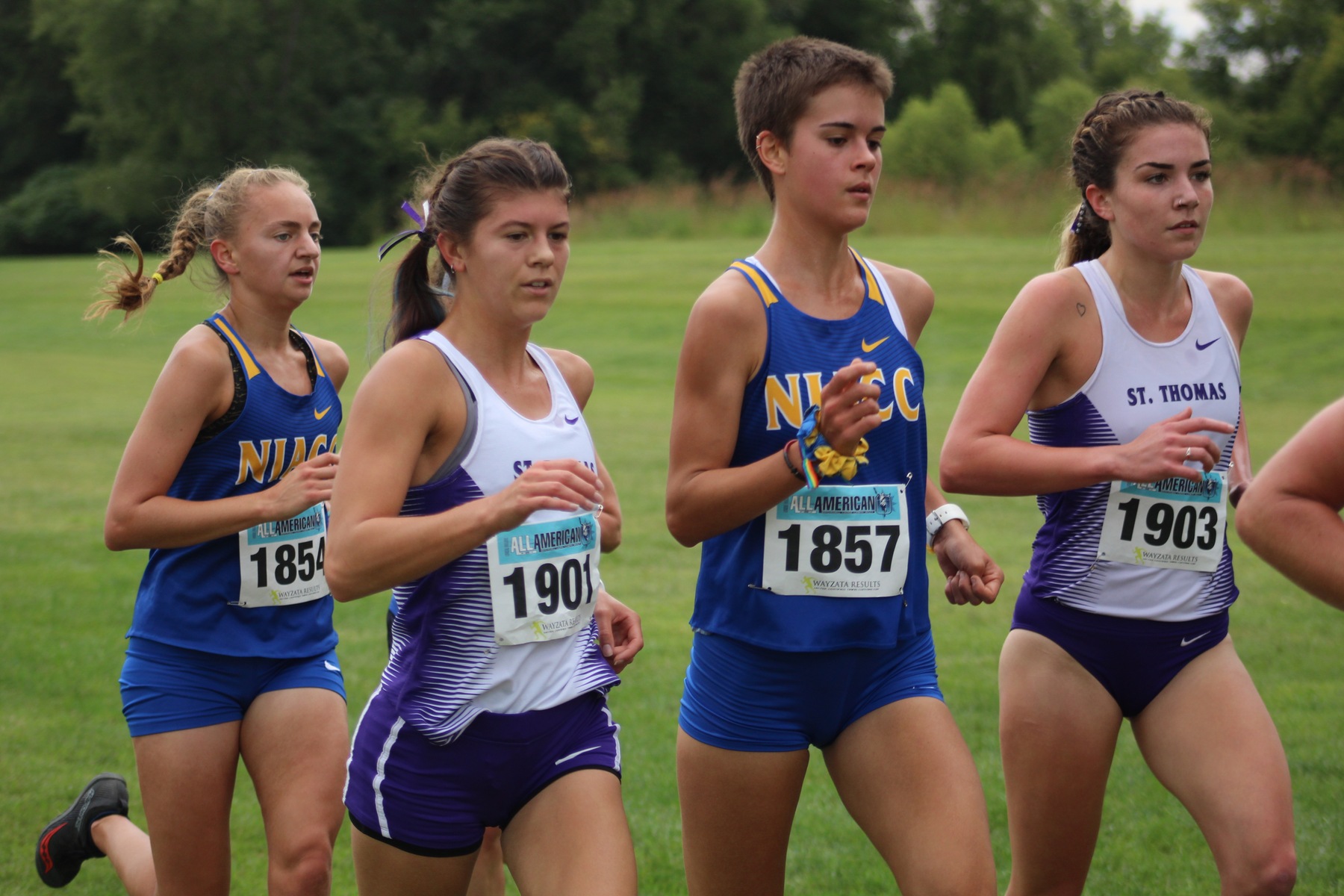NIACC's Paula Jimenez (front) and Emma Davison compete at the Luther College All-American Invitational on Saturday in Decorah.