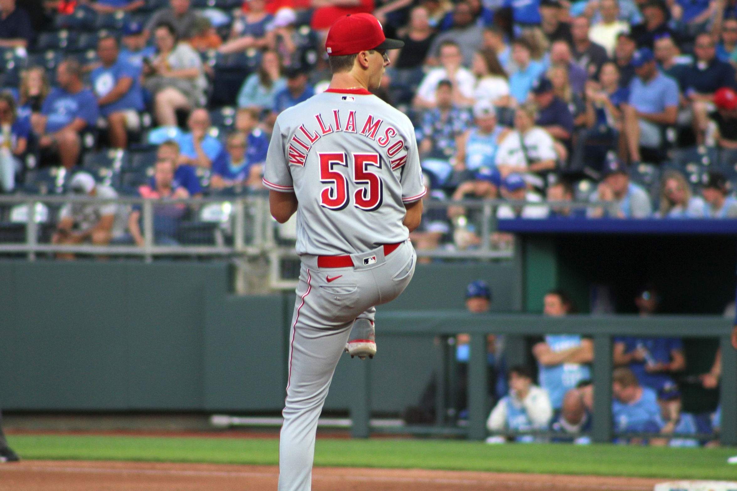 The Reds' Brandon Williamson delivers a pitch in Tuesday's game against the Kansas City Royals at Kaufman Stadium in Kansas City.