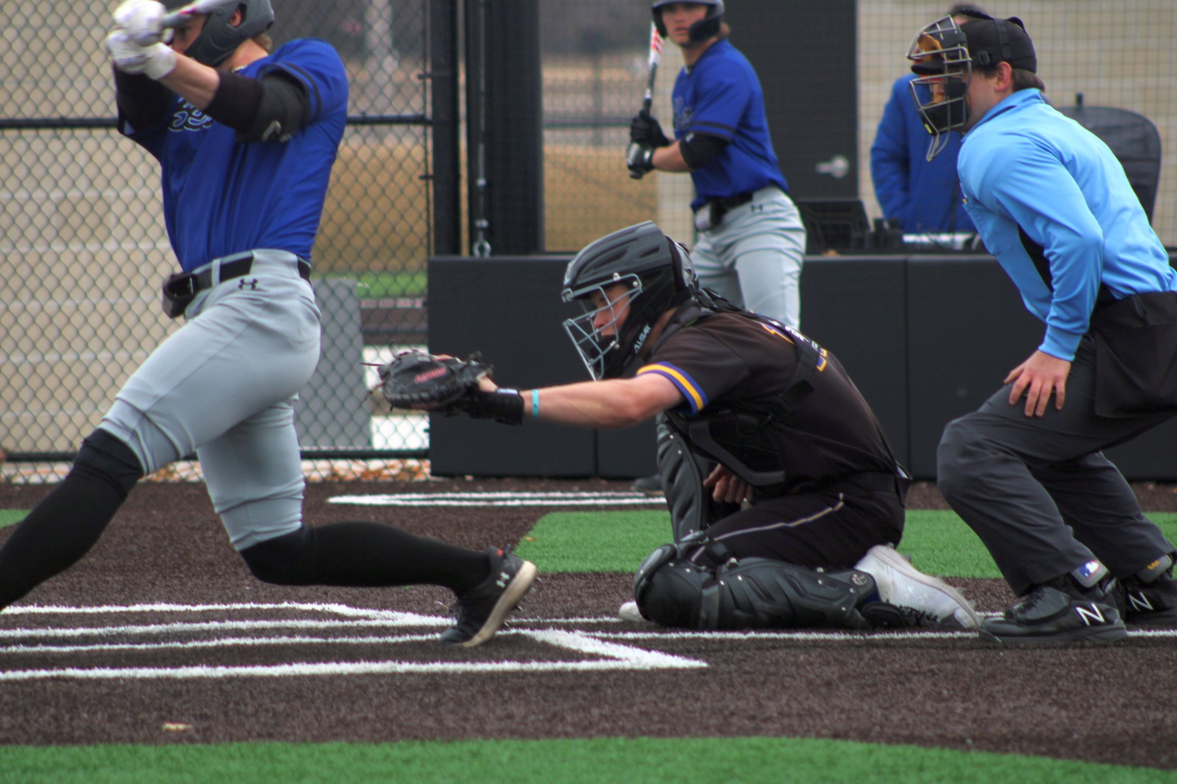 NIACC's Adam Berghult catches a pitch in Monday's game against DMACC in Clarion.