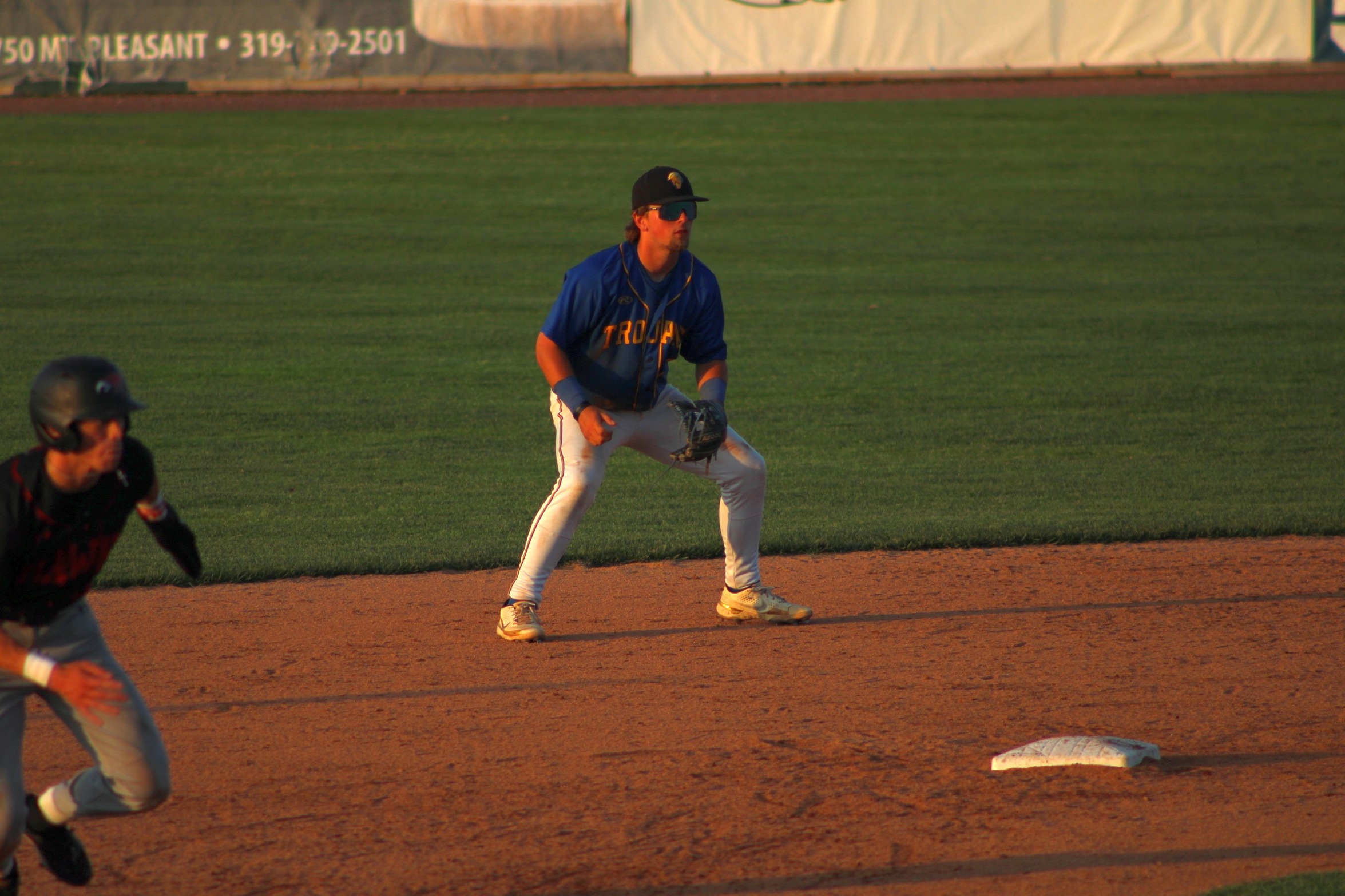 NIACC's Bennett McCollow gets ready to field during Friday's regional tournament game against Northeast CC.