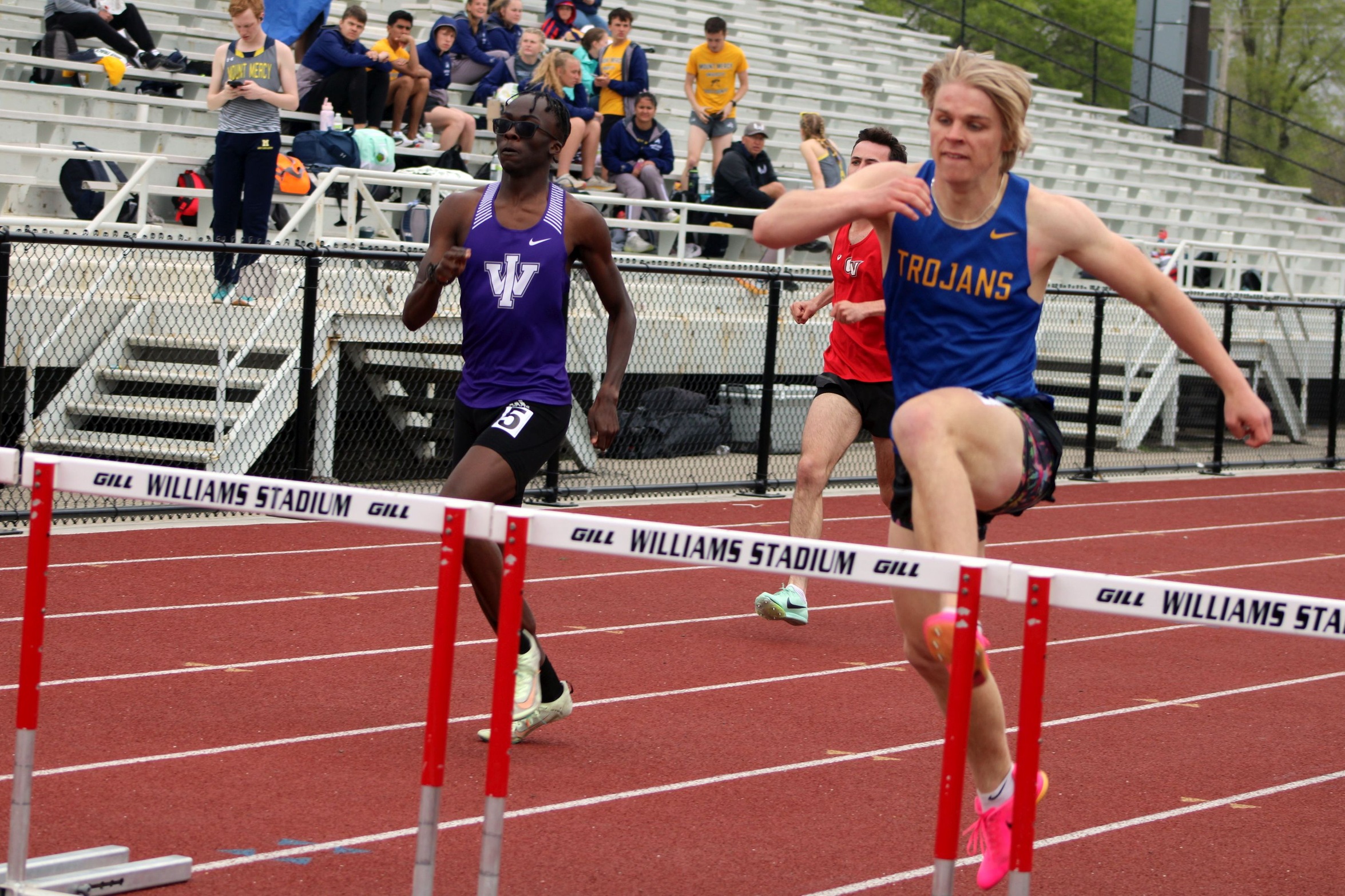 NIACC's Josiah Kliment runs the 400 hurdles at the Grand View Viking Classic in Des Moines in April.