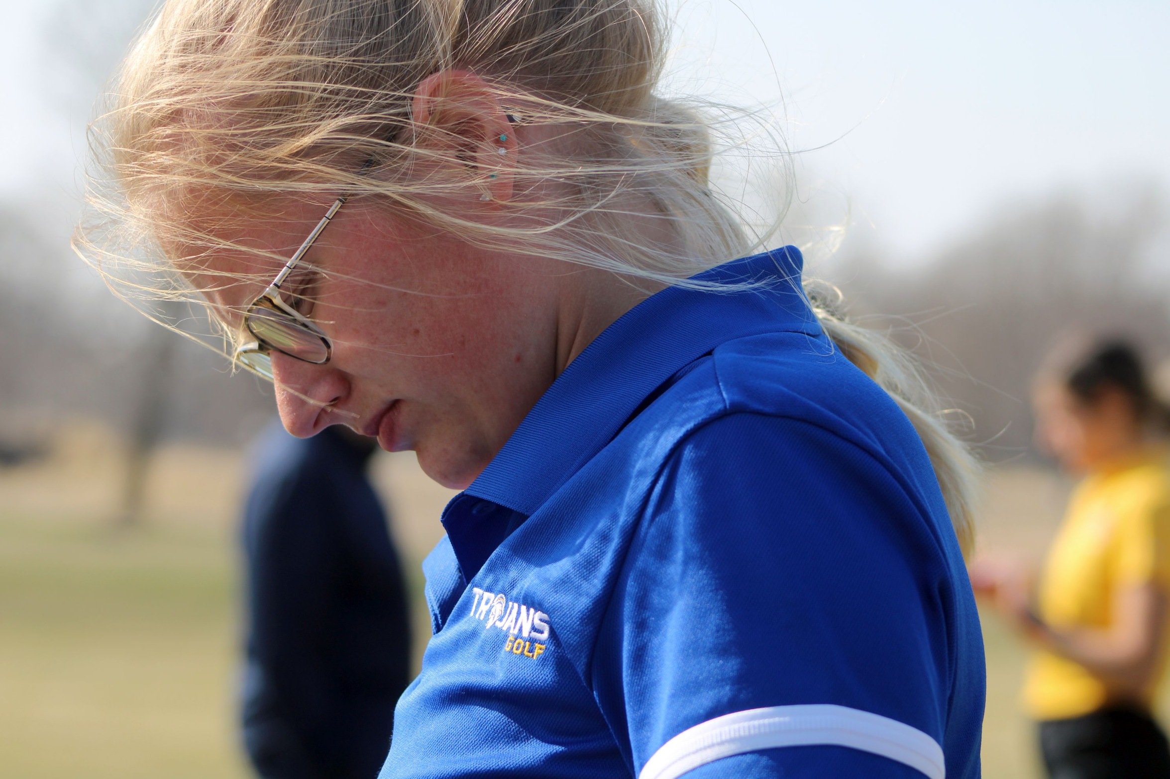 NIACC's Sophie Lunning looks at her scorecard during Friday's round at the Iowa Central Spring Invitational.