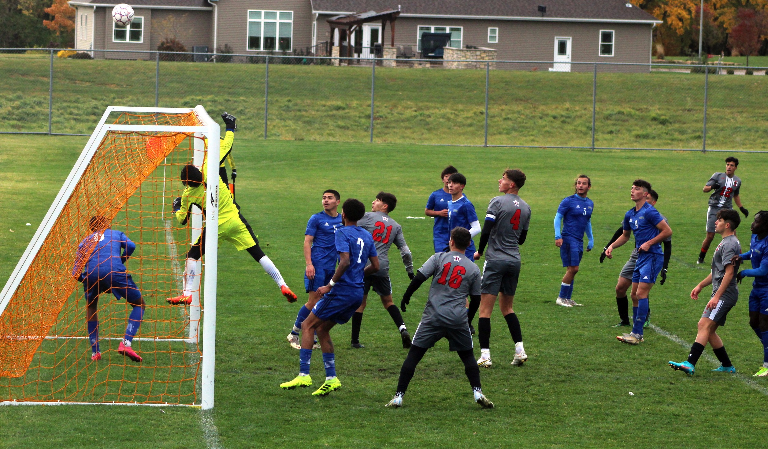 NIACC's Federico Figueredo makes a save during Tuesday's regional tournament semifinal against Southeastern.