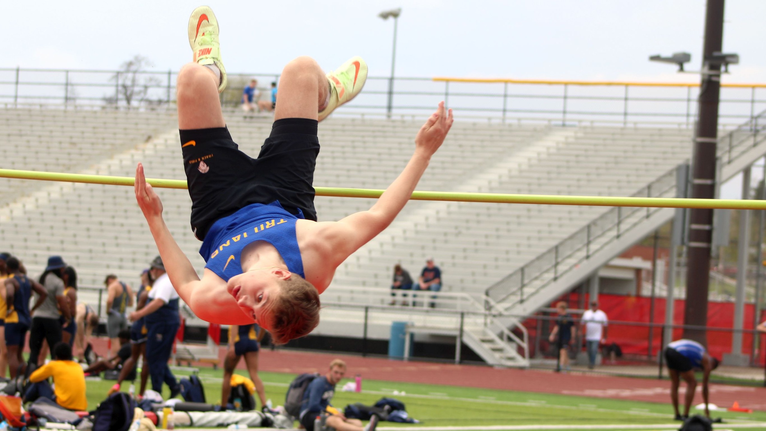 NIACC freshman Fabian Steene clears the bar Friday at the Grand View Viking Classic in Des Moines.