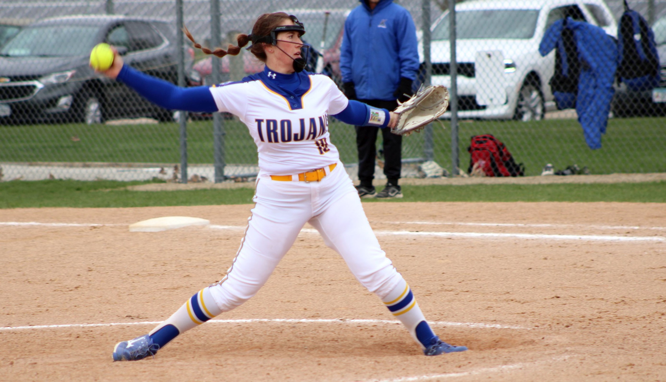 NIACC's Brynn Stalberger delivers a pitch in Sunday's second game against Kirkwood on the NIACC campus.